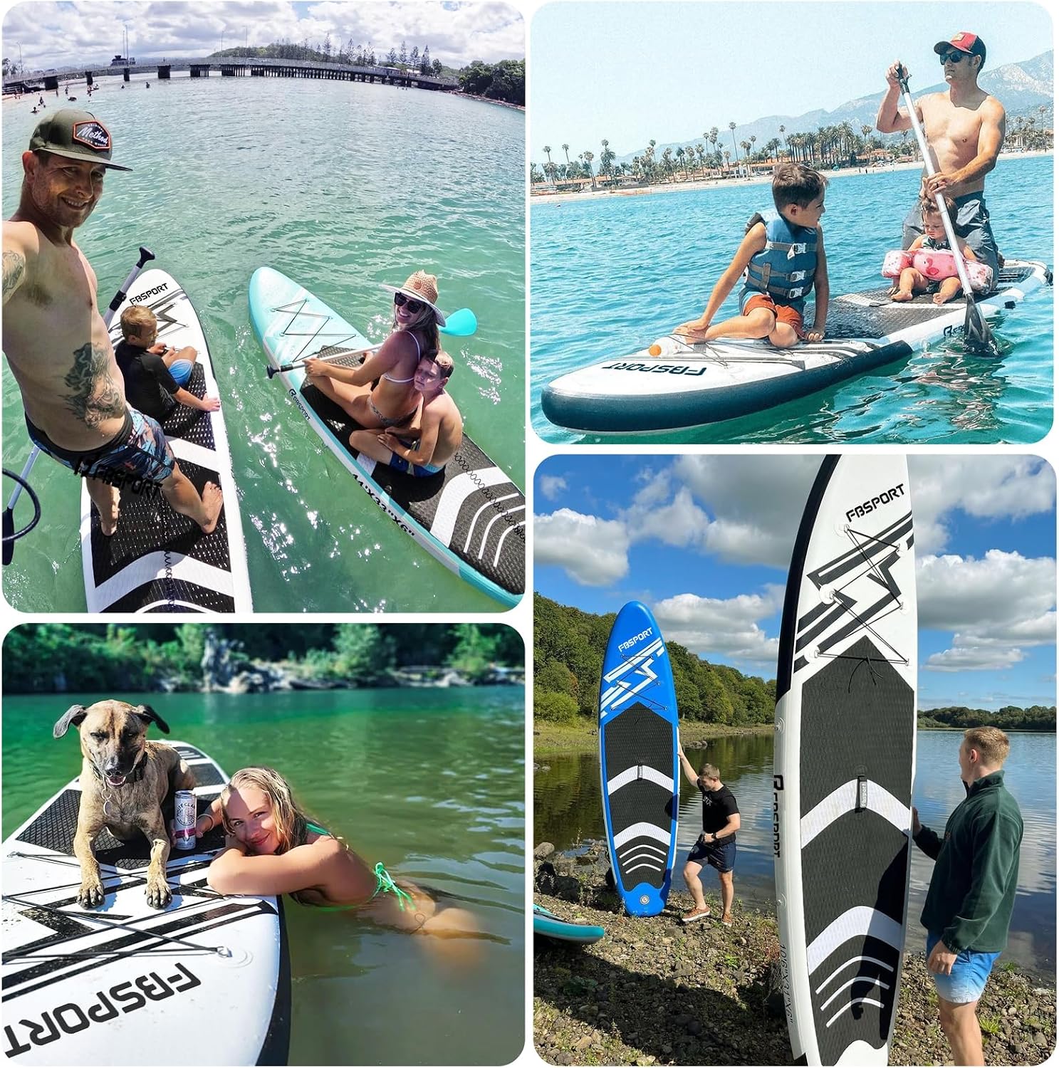 FBSPORT 11' Premium Stand Up Paddle Board, Yoga Board with SUP Accessories & Carry Bag | Wide Stance, Surf Control, Non-Slip Deck, Leash