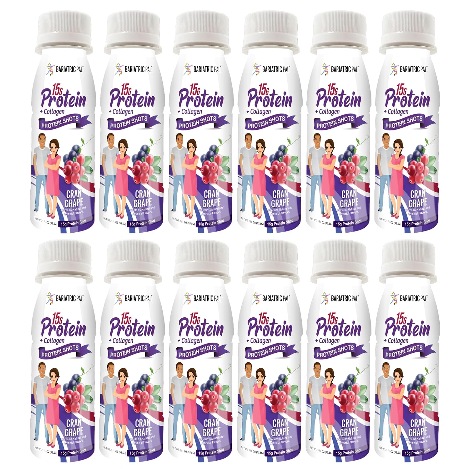BariatricPal Ready-to-Drink 15g Whey Protein & Collagen Shots - Cran Grape (12 Bottles)