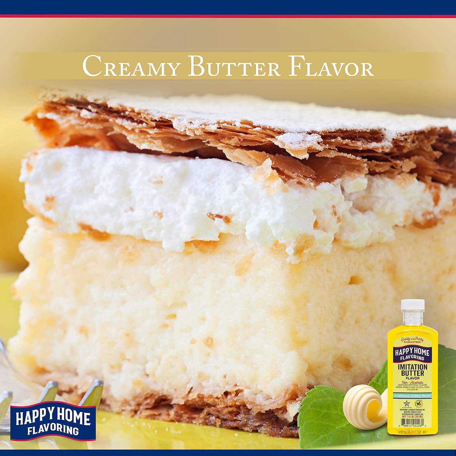 Happy Home Imitation Clear Butter Flavoring, Non-Alcoholic, Certified Kosher, 7 oz.