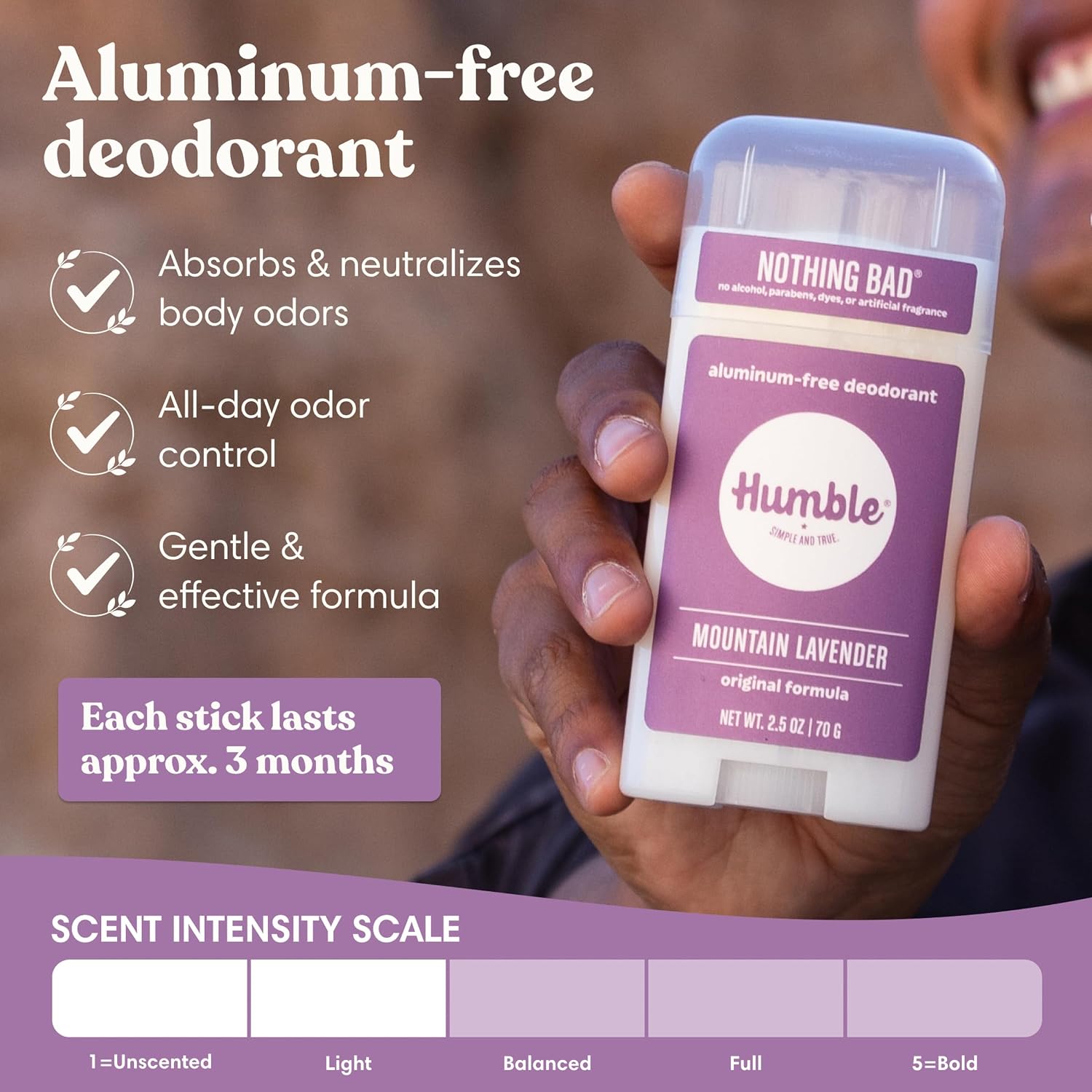Humble Aluminum-Free Deodorant, Simply Unscented - 1 Pack | Baking Soda-Free, Clean, Fresh, Natural, Essential Oils, Sensitive Skin, Long-Lasting Odor Control, Cruelty-Free, Men & Women