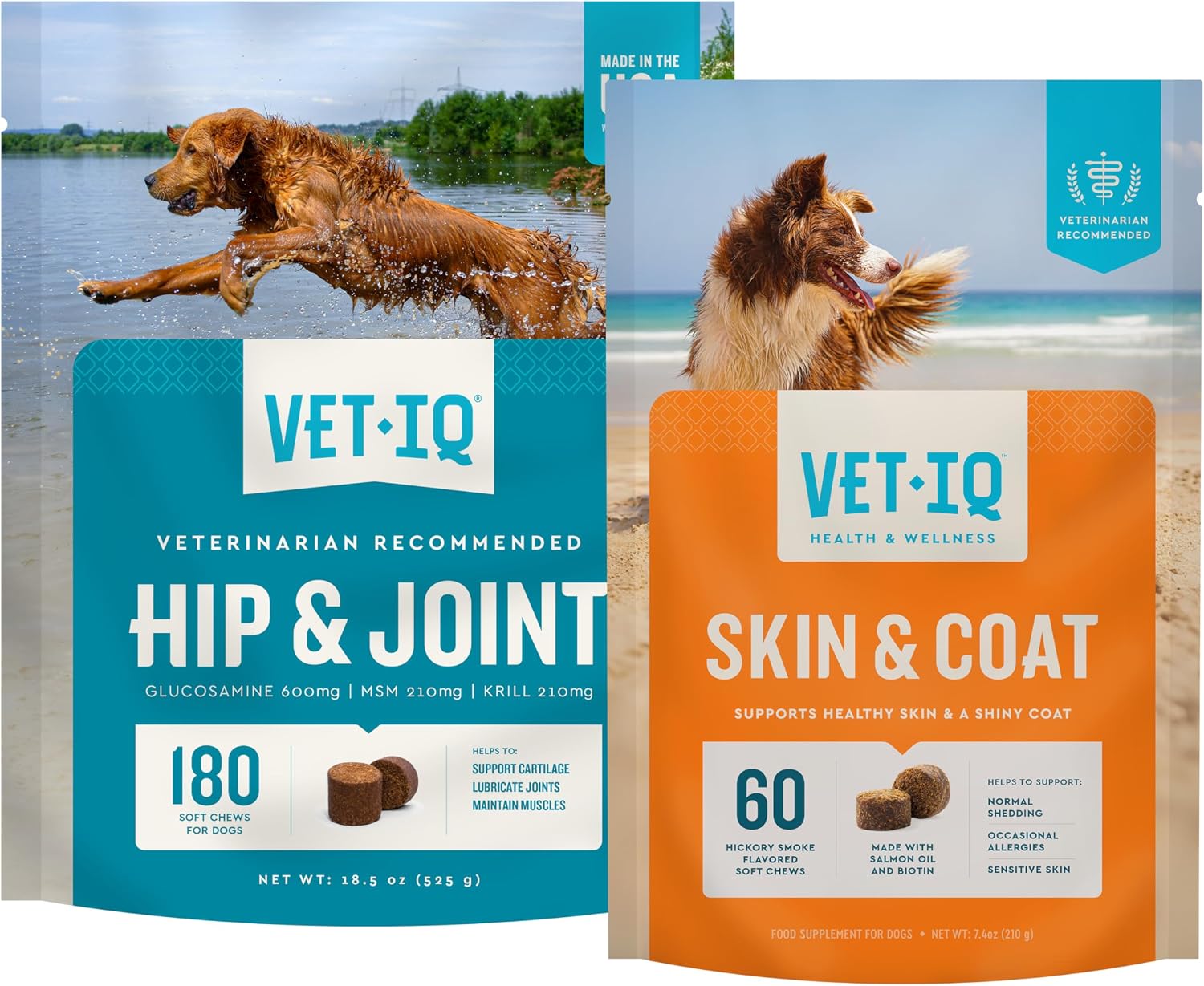 VetIQ Glucosamine Hip & Joint Supplement for Dogs, 180 Soft Chews, Joint Support Supplement with MSM and Krill, Dog Health Supplies Large & Small Breed, Chicken Flavored Chewables | Supports mobility for large & small breeds; glucosamine, MSM & krill oil…