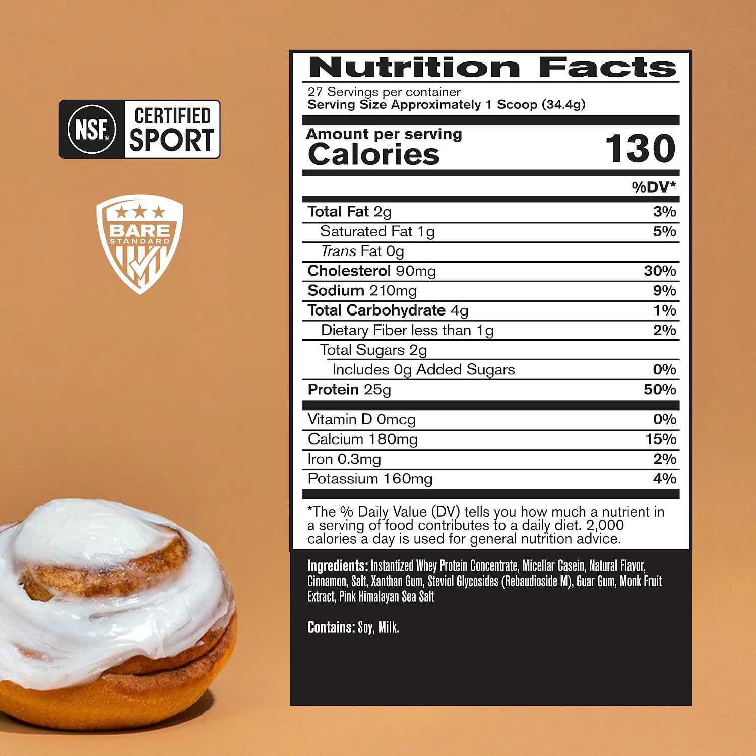 BARE PERFORMANCE NUTRITION, BPN Whey Protein + Casein Protein Powder Blend, Vanilla, 25g Protein per Serving Supports Lean Muscle Recovery