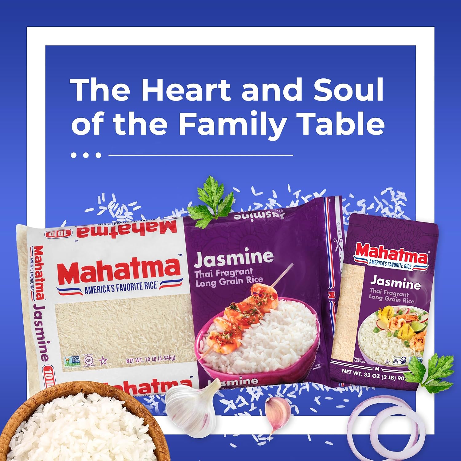 Mahatma Jasmine Rice, Fragrant Thai Rice, 5-Pound Bag | Aromatic rice for stovetop or microwave, quick and easy to cook, gluten-free, vegan, kosher, non-GMO, bulk bag
