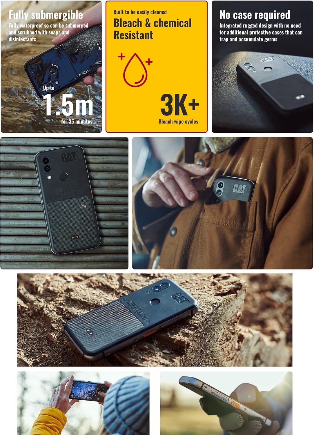 CAT S62 T-Mobile - 4G Rugged Smartphone (IP68, MIL SPEC 810H, Super Bright 5.7" FHD+ Display, 4000mAh Battery, 4GB RAM / 128 GB ROM) - Black