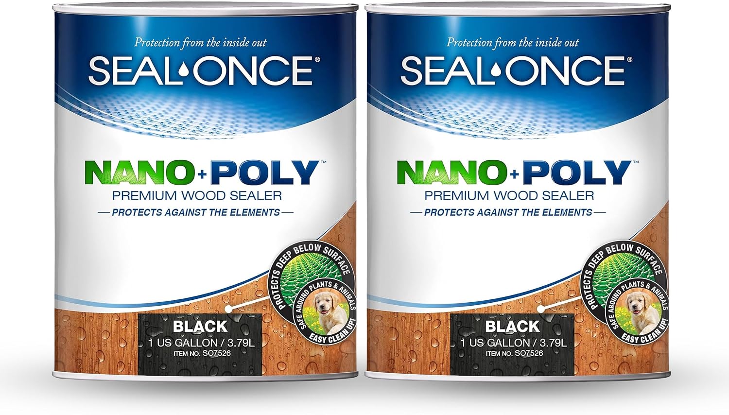 Seal-Once Nano+Poly Wood Sealer and Waterproofer, Clear, 1 Gallon | With Polyurethane, Water-based, Low-VOC, Waterproofer & Stain, For Decks, Fences & Log Homes