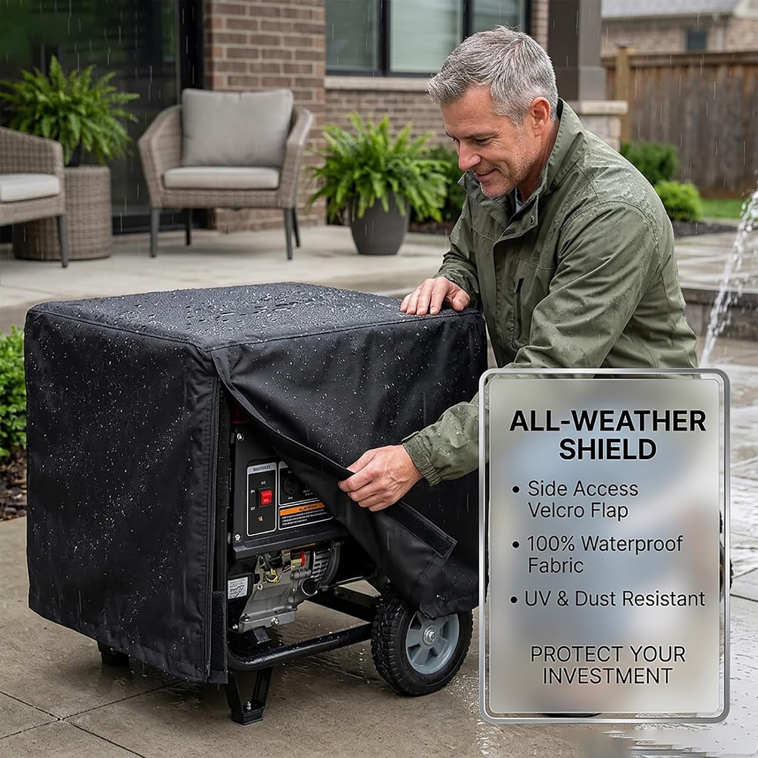 Heavy-Duty Generator Cover for Predator 9000 2019-pr, Water Resistant Outdoor Protective Dust Rain Snow Cover for Portable Generators