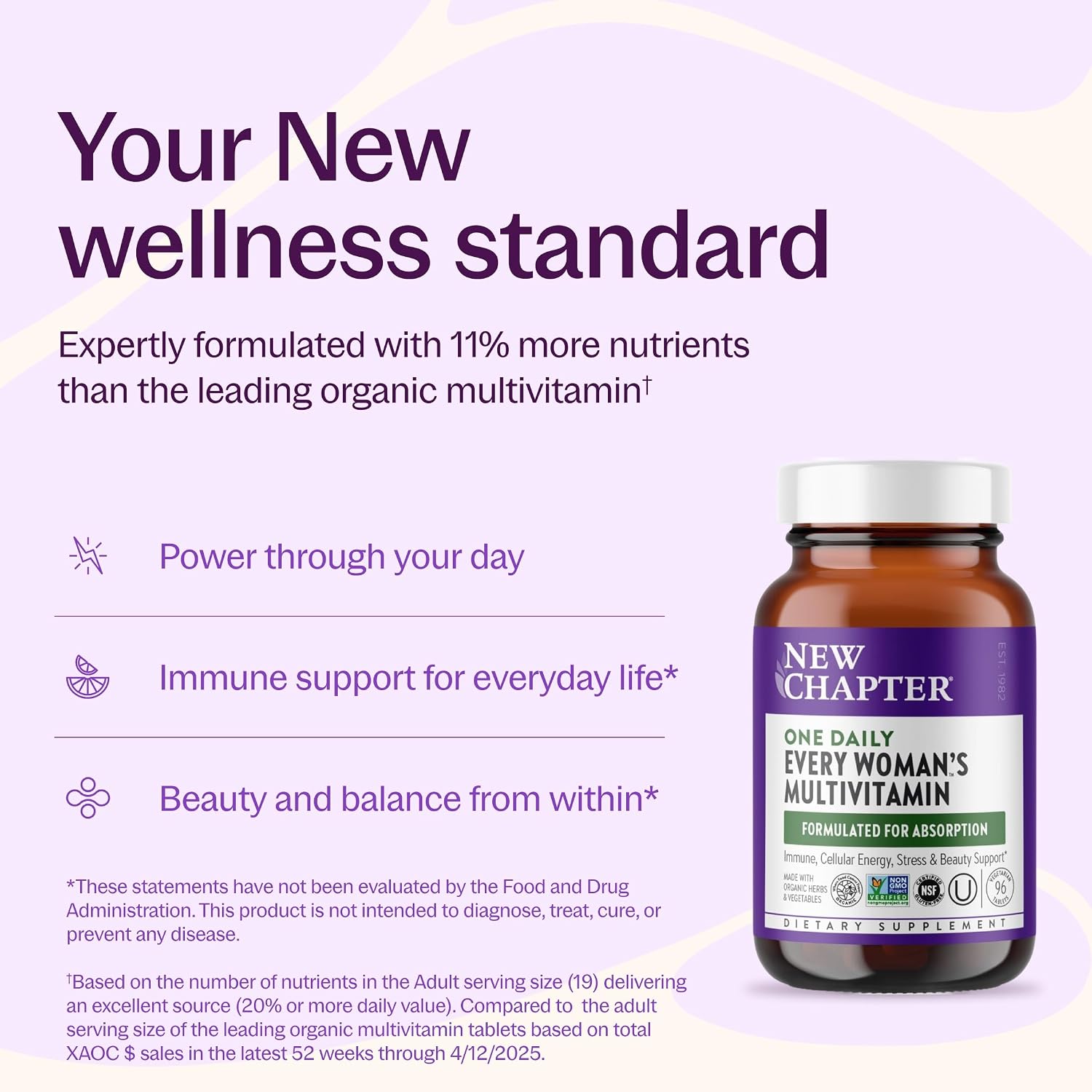 New Chapter Every Woman's One Daily Multivitamin - Bone, Energy & Immune Support* - Whole-Food Fermented Nutrients - No Added Sugar - Vegetarian & Gluten-Free - 72 Tablets