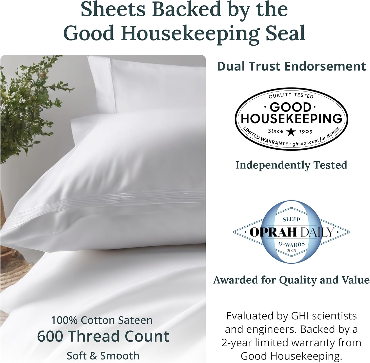 California Design Den Luxury 600 Thread Count Full Size Sheet Sets, Seafoam | 100% Cotton Sateen Backed by Good Housekeeping Seal, Soft & Smooth, 16" Deep Pocket, All-Around Elastic, Durable, Easy Care