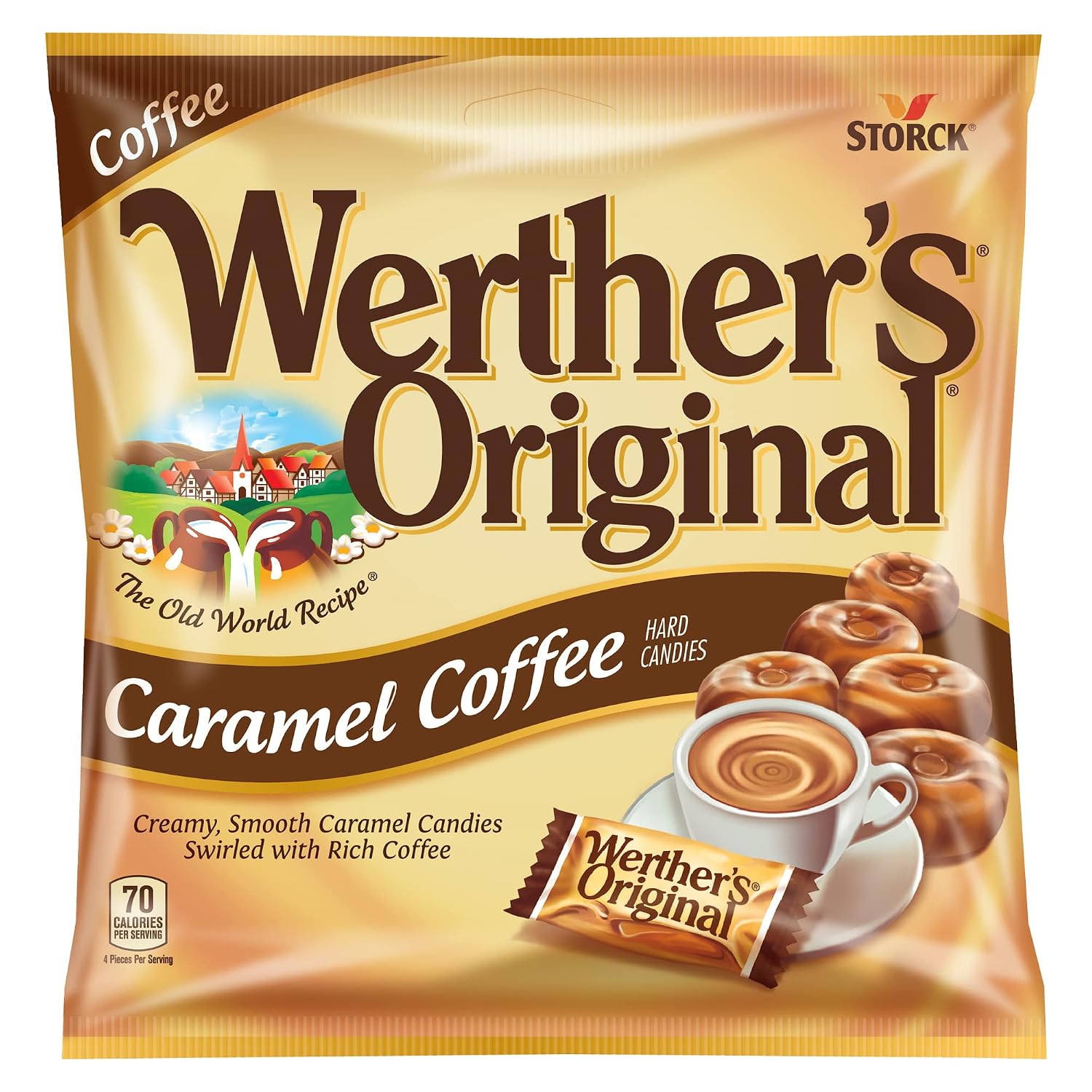 Werther's Original Caramel Coffee Hard Candy - Individually Wrapped Hard Candies for Halloween, Parties, or Snacks - 2.65 oz Bags (Pack of 3)