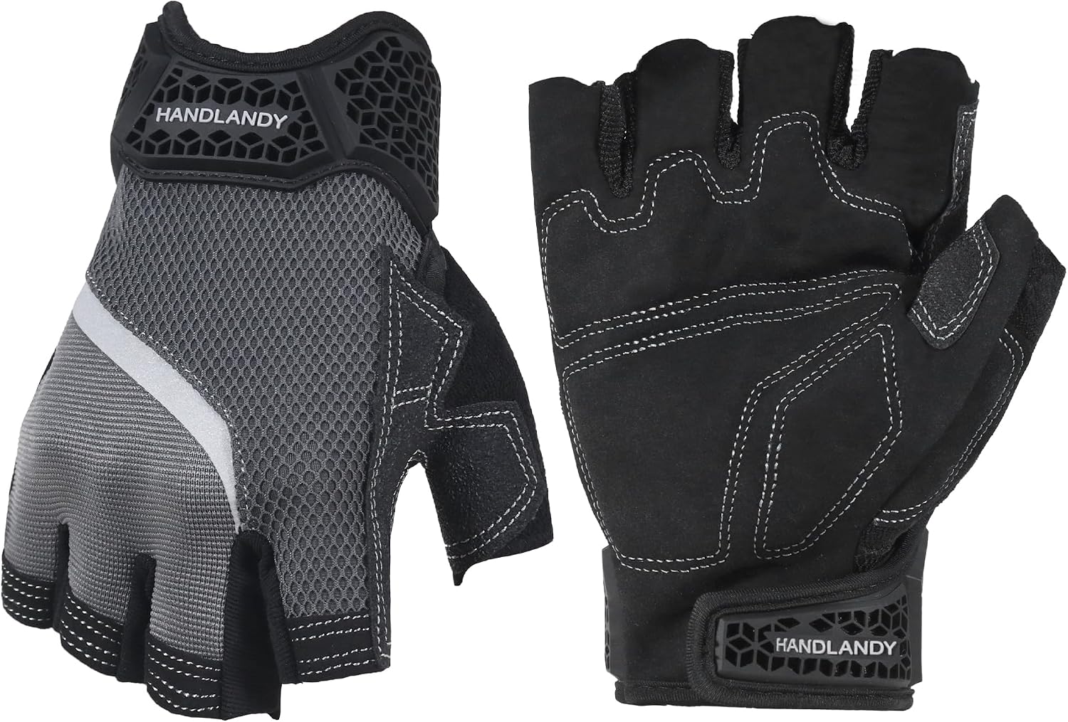 HANDLANDY Framer Work Gloves Open-Finger Carpenters Gloves, Fingerless Gaming Gloves for Tactical Shooting, Airsoft, Hunting, Police Work and Hiking L
