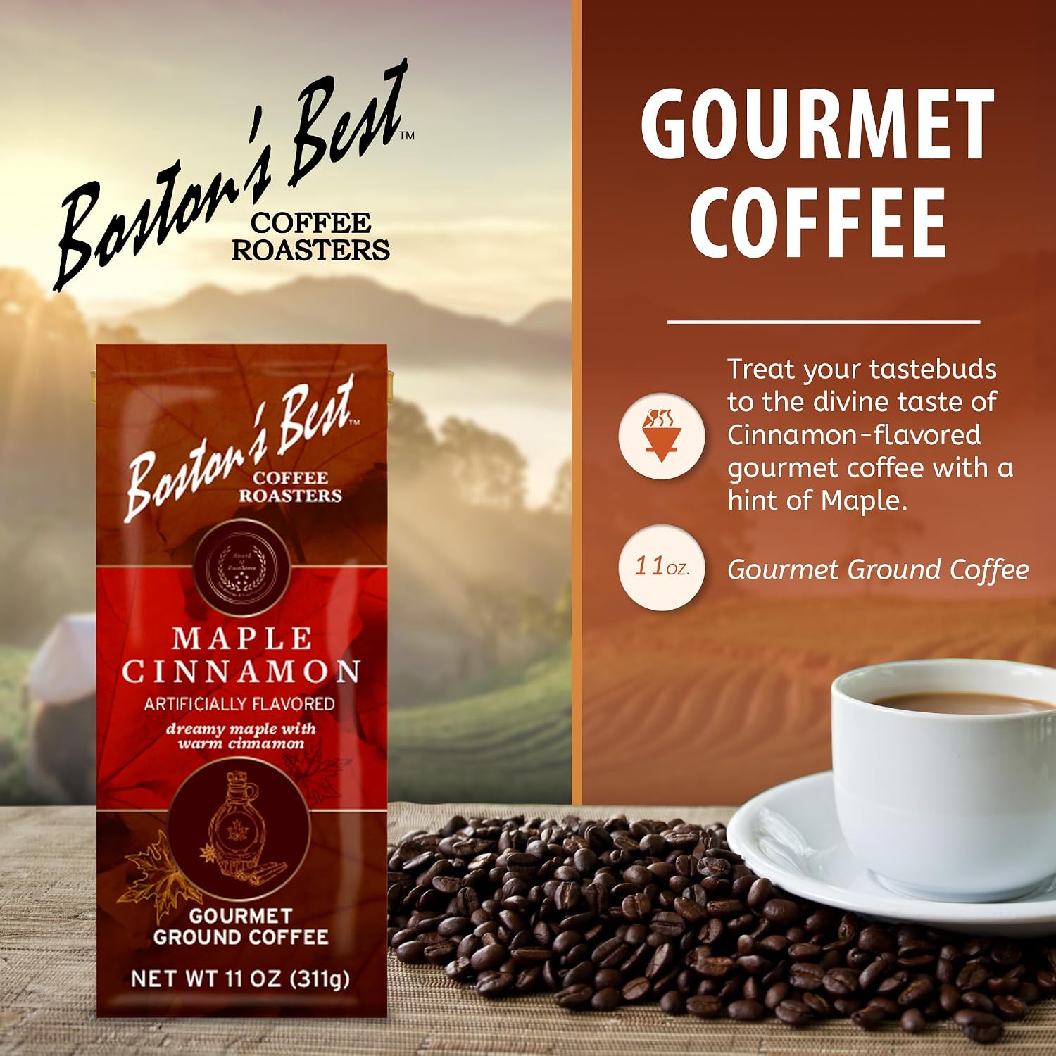 Boston’s Best Coffee - Fall-Inspired Pumpkin Spice Medium Roast Gourmet Delicious Flavored Coffee, Premium Ground - 11 oz. / 311 g Bag