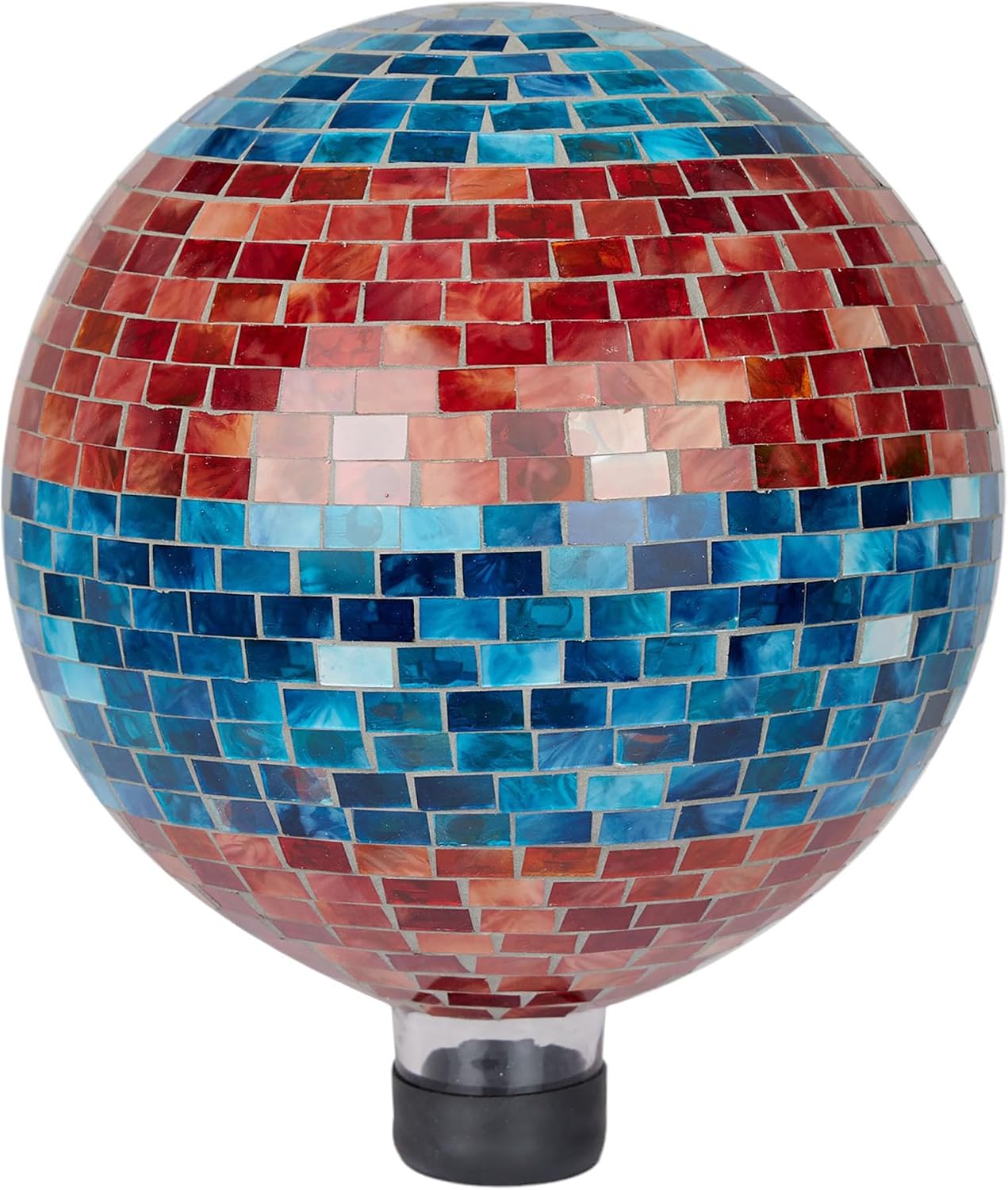 Alpine Corporation 10" Diameter Indoor/Outdoor Glass Mosaic Gazing Globe Yard Decoration, Purple Pearlized Petals Design