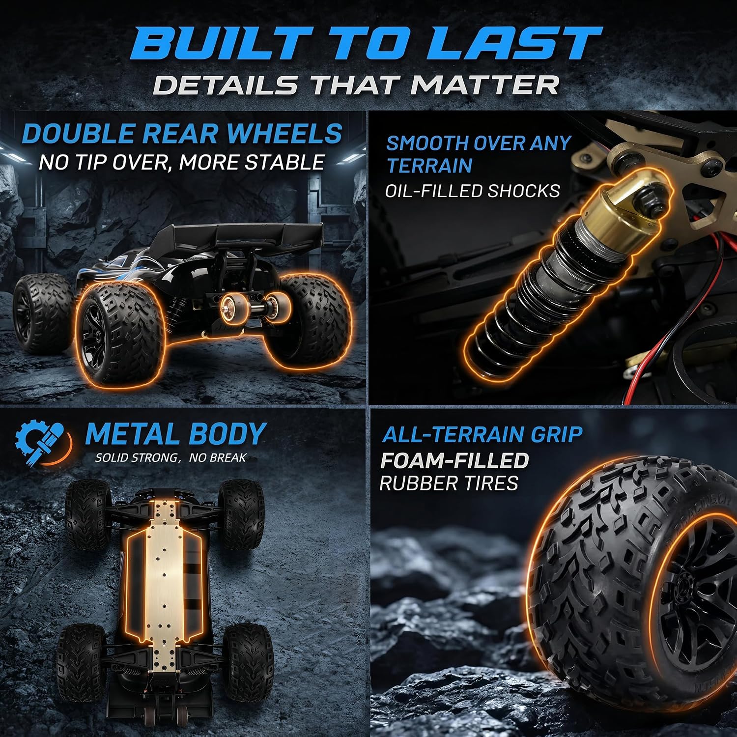 JLBRACINGRC 1/10 80+ KPH Brushless Fast RC Cars for Adults with 3S Battery | 120A ESC, 3670-2500KV Brushless Motor, 4WD Off-Road Monster Truck