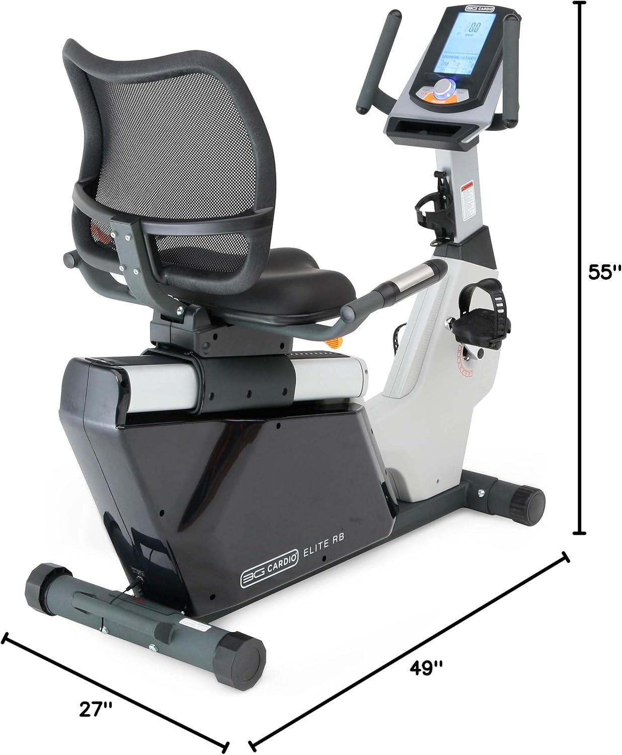Elite RB X Recumbent Exercise Bike - FreeSync FTMS Bluetooth Smart App Connectivity - Compact 49" (L) - Oversized Soft 4-Way Adj. Seat - 350 lb Cap.