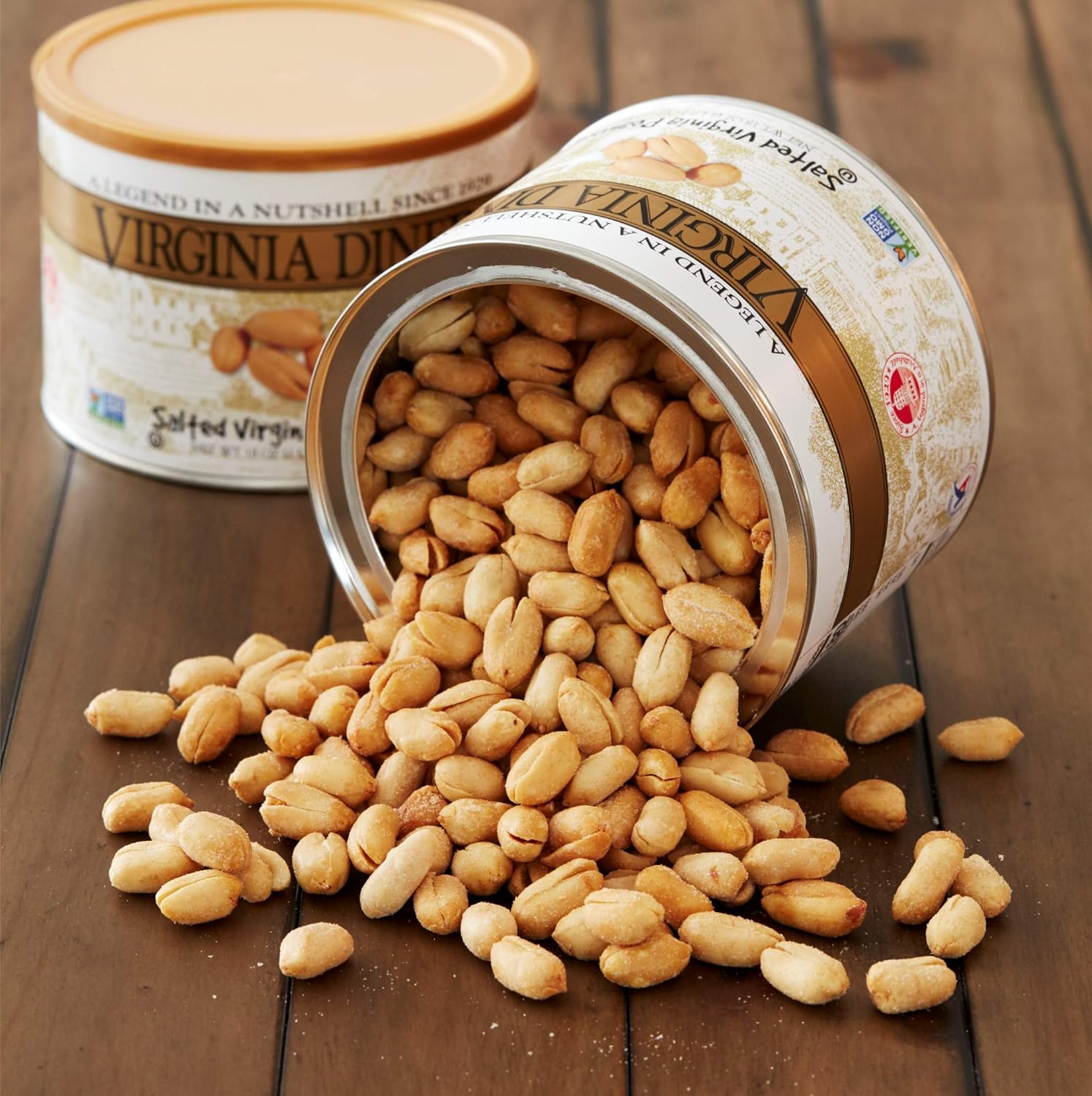 Virginia Diner Salted Virginia Peanuts - XL Gourmet Peanuts Non-GMO, Preservative Free Gifts from Virginia Since 1929-18 Oz Can