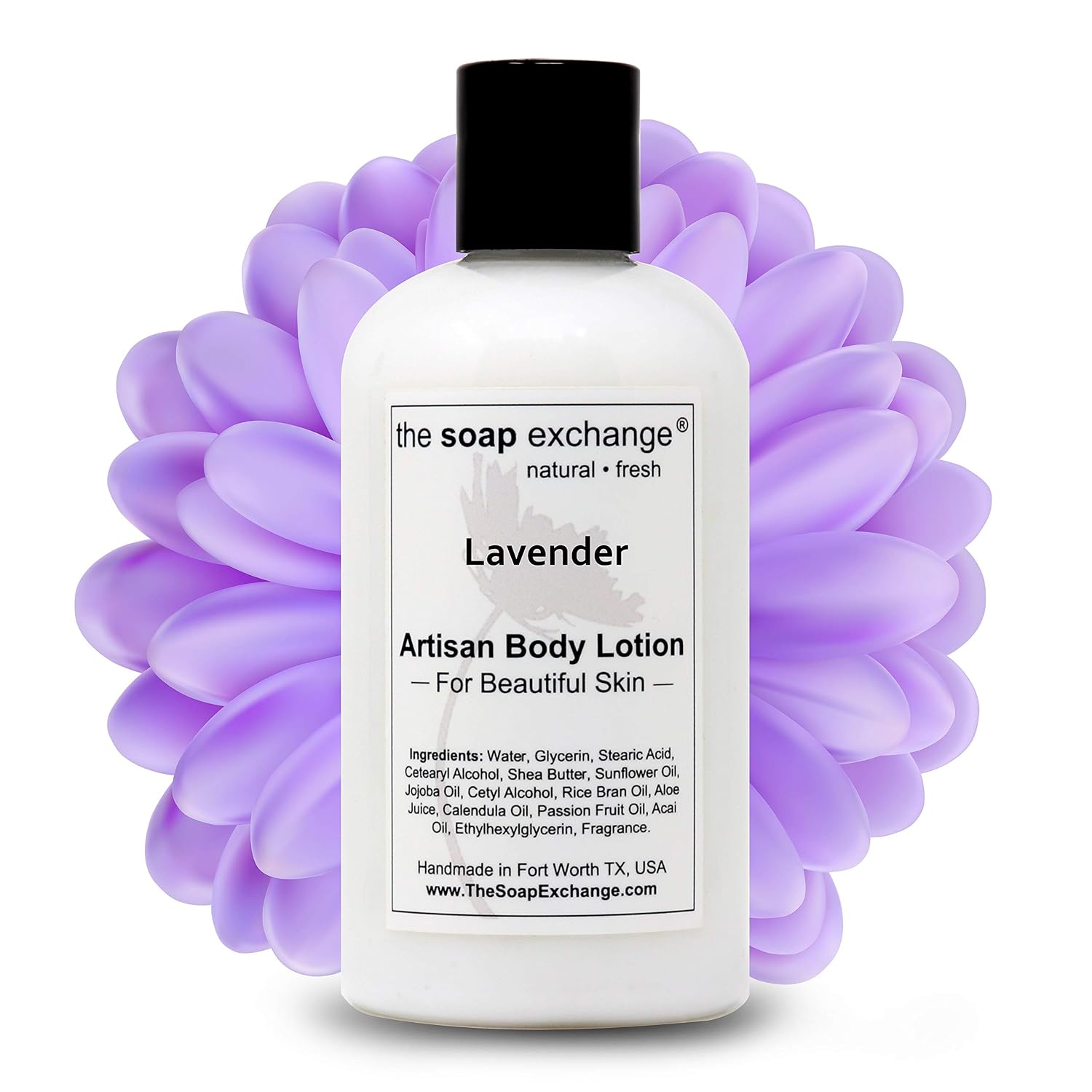 The Soap Exchange Body Lotion - Strawberries & Champagne Scent - Hand Crafted 8 fl oz / 240 ml Natural Artisan Skin Care for Hand, Face, & Body, Moisturize, Hydrate, & Protect. Made in the USA.