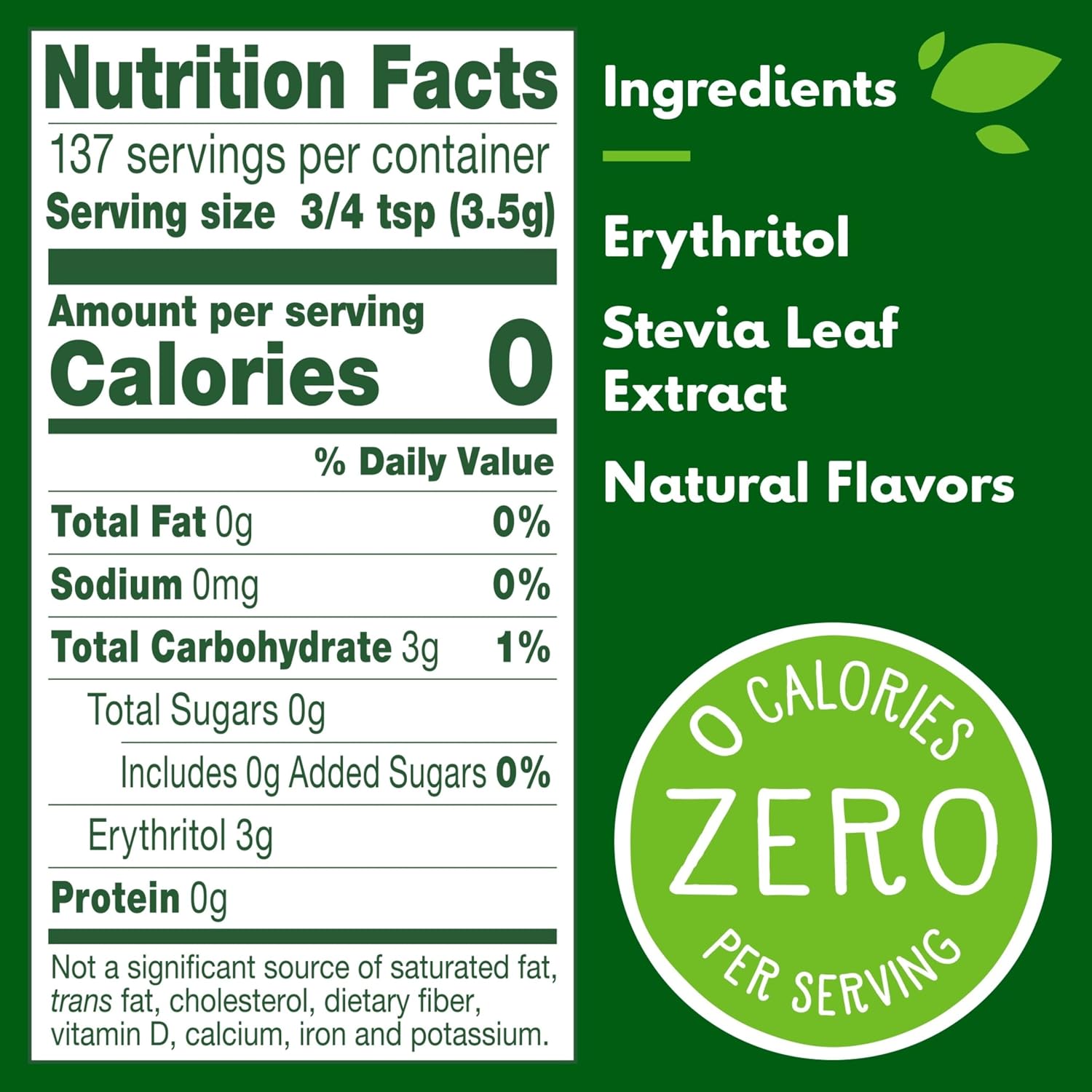 Truvia, Sweetener Natural Calorie Free, 9.8 Ounce | Spoonable jar; 3/4 tsp = 2 tsp sugar; stevia leaf, erythritol; non-GMO, gluten-free, kosher; diabetic & keto