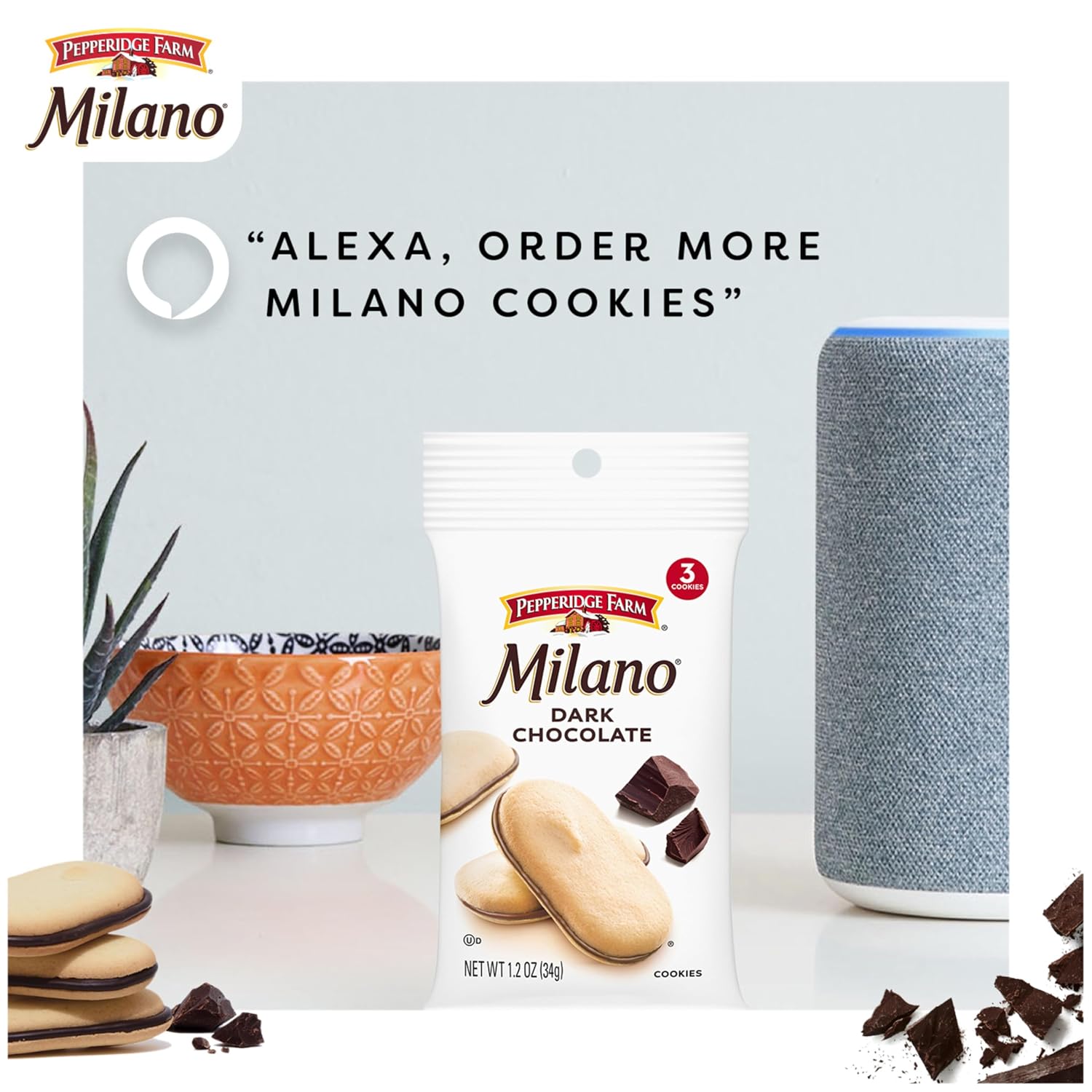 Pepperidge Farm Milano Cookies, Dark Chocolate, 20 Packs Tub, 2 Cookies Per Pack
