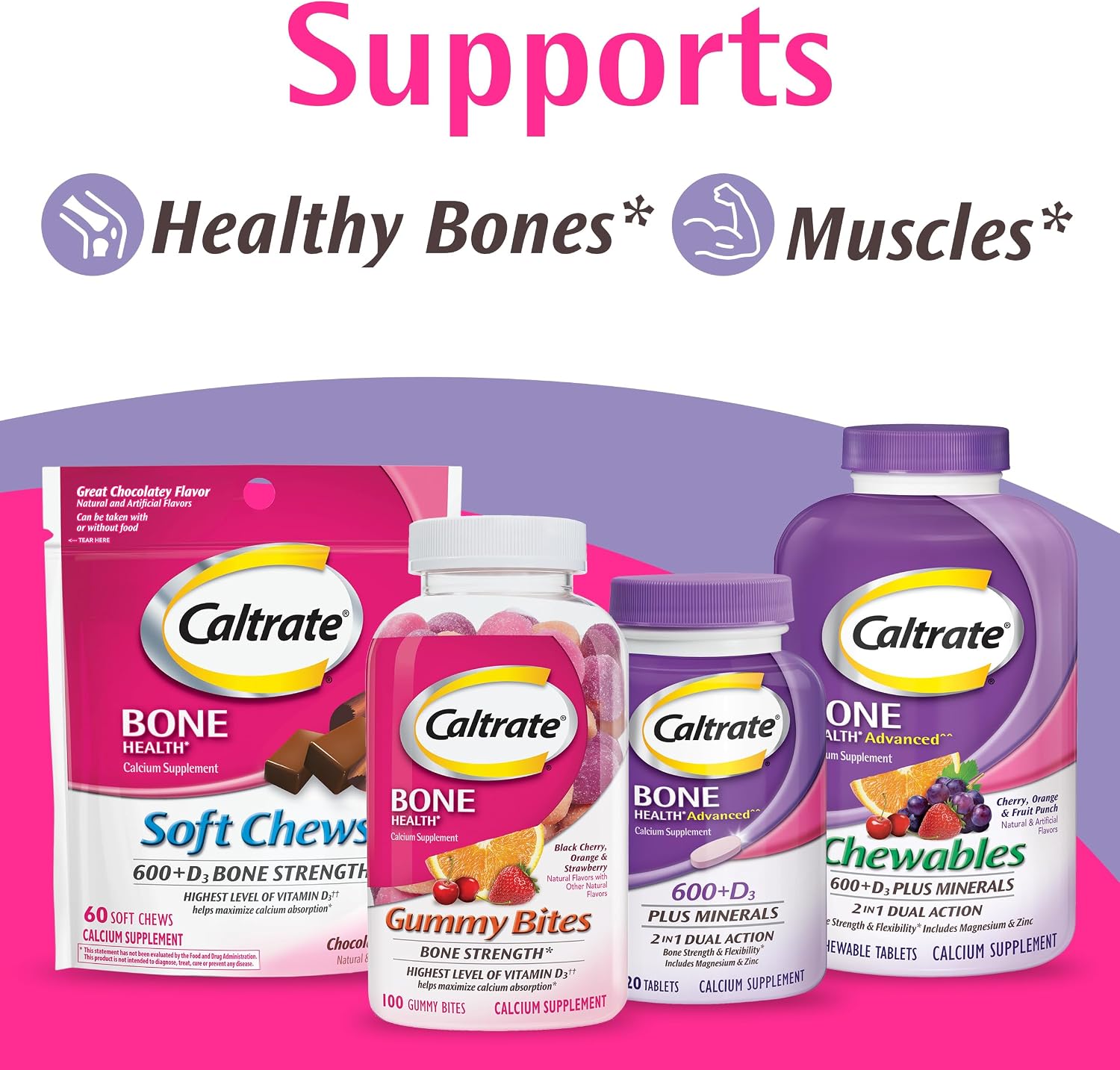 Caltrate 600 Plus D3 Vitamin D and Calcium Supplement Tablets, 165 Count | Highest Level of Vitamin D3, Maximizes Calcium Absorption to Support Strong Bones and Daily Function