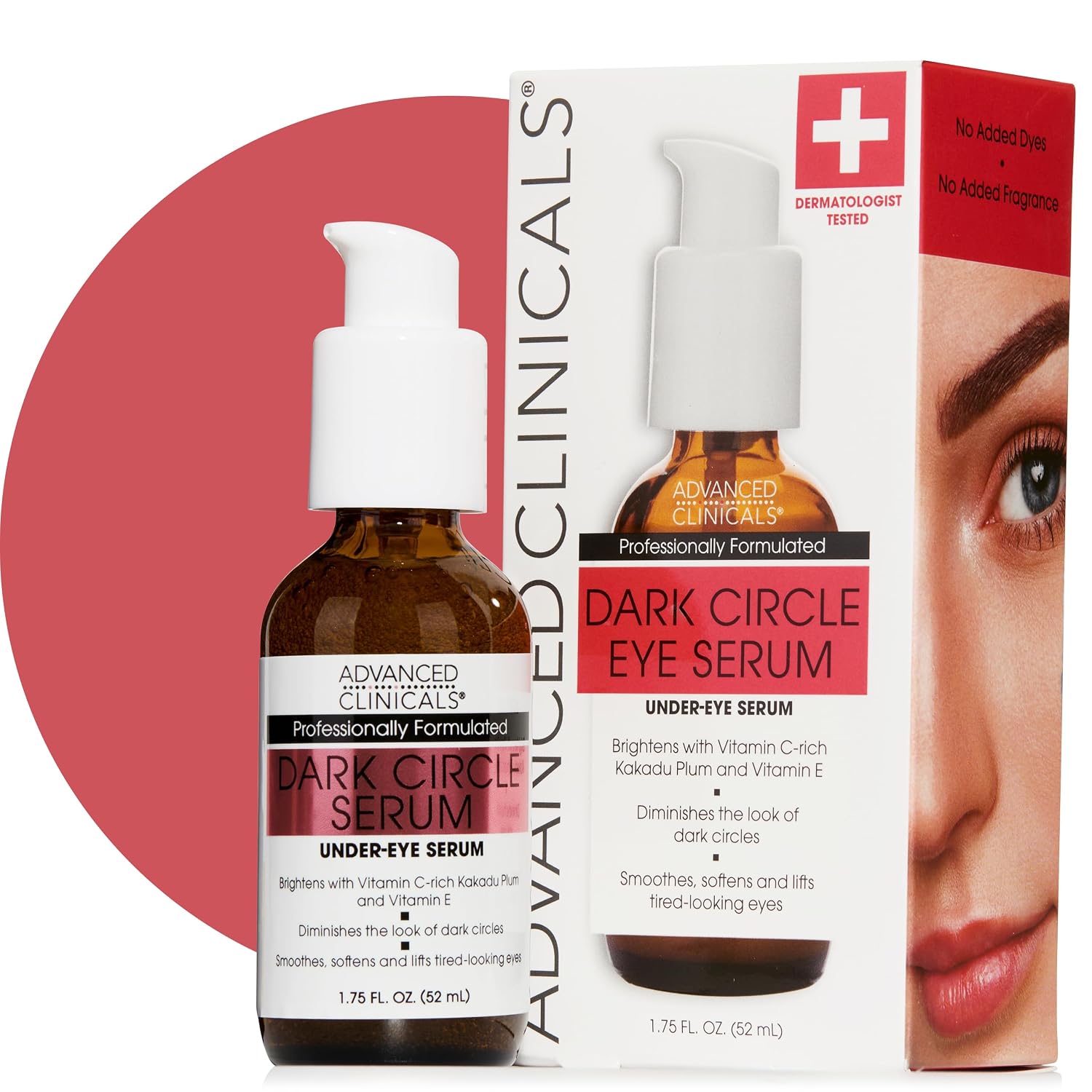 Advanced Clinicals Brightening Vitamin C Serum For Face With Glycolic Acid + Lactic Acid | Vitamin C Eye Serum Face Moisturizer For Improving Look Of Dark Spots & Uneven Complexion, 1.75 Fl Oz