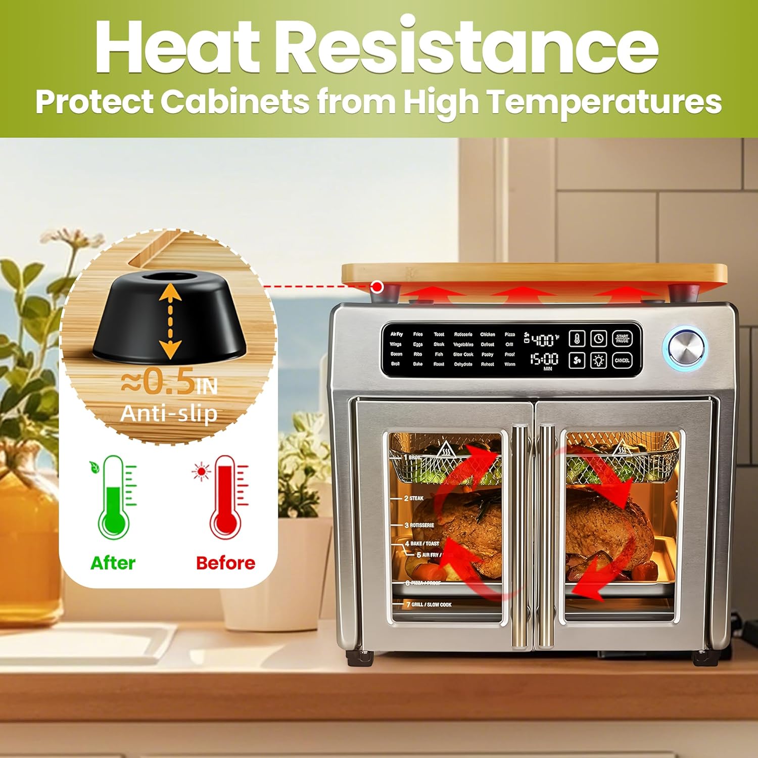 Accessories for Emeril Lagasse 26 QT Extra Large Air Fryer | Cutting Board for Emeril Lagasse Air Fryer with Heat Resistant Silicone Feet