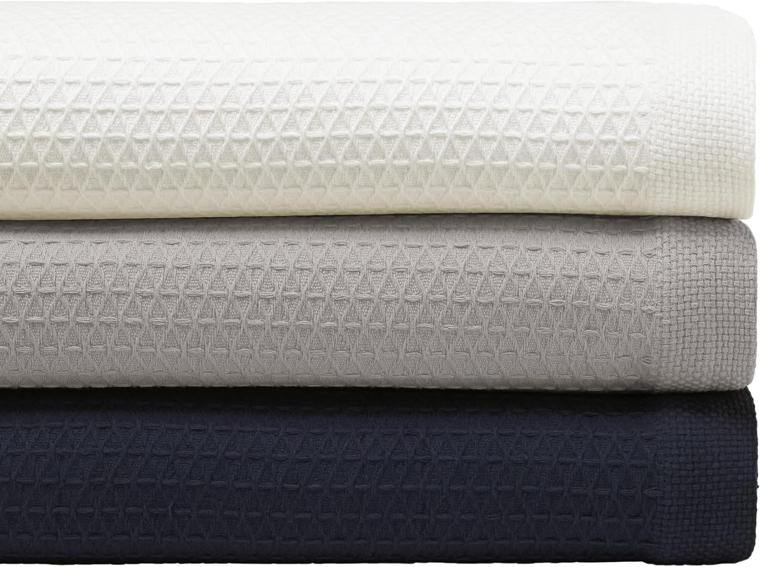 Nautica - Queen Blanket, Diamond Weave Cotton Bedding, Medium-Weight for All Seasons, Oeko-Tex Certified (Baird Navy)