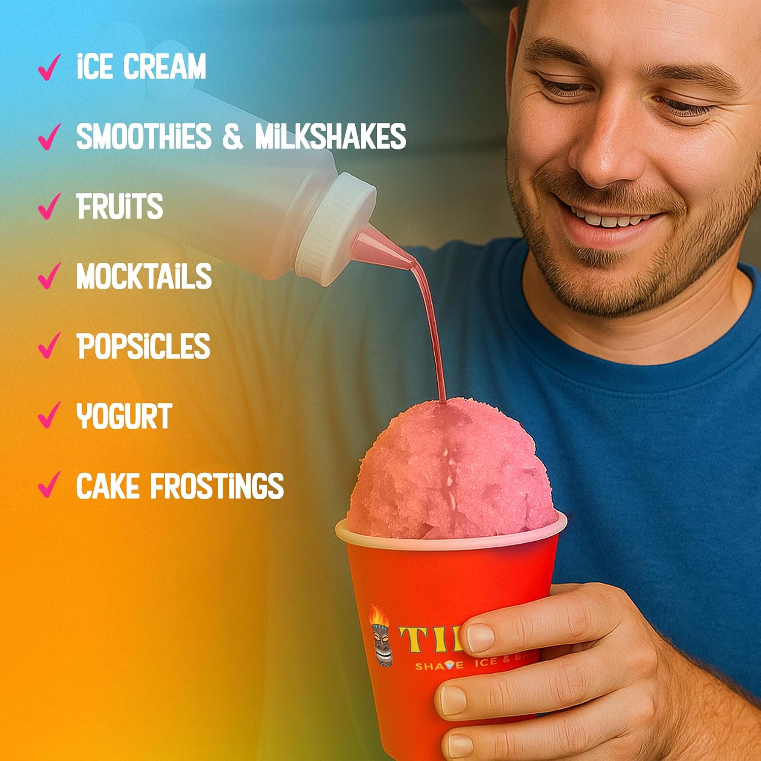 Tiki's Shave Ice Syrup Concentrate for Snow Cones & Shaved Ice - Natural Syrup for Beverages & Desserts - Ideal for Snow Cone