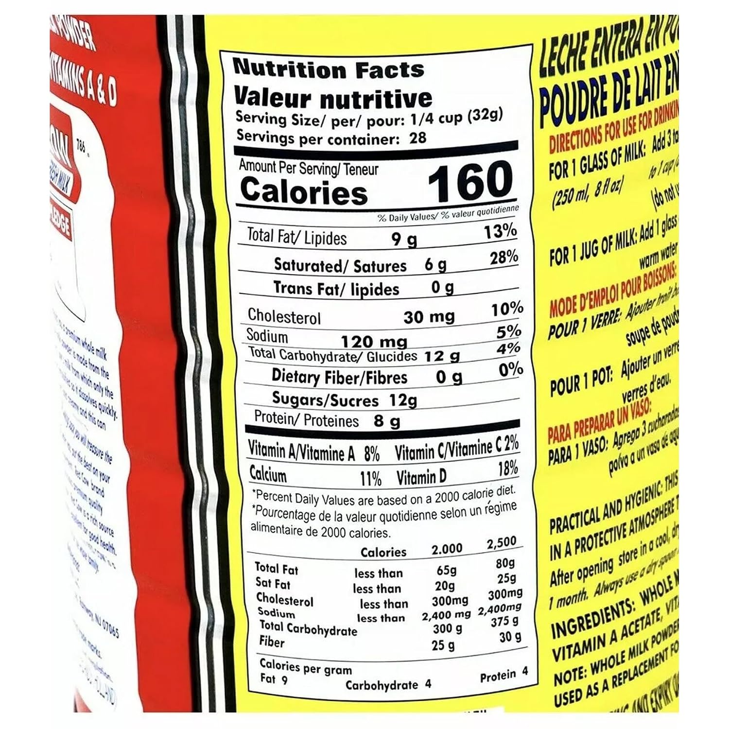 Red Cow Full Cream Milk Powder 2.5 Kg (5.5lb), Made From Real Fresh Milk, Product of Netherlands.