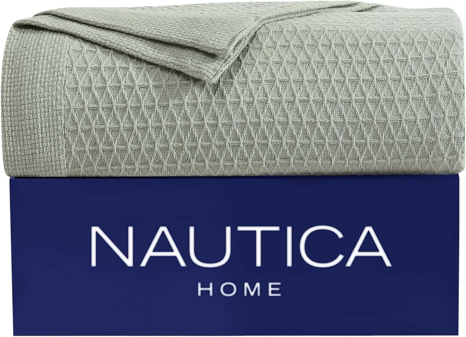 Nautica - Queen Blanket, Diamond Weave Cotton Bedding, Medium-Weight for All Seasons, Oeko-Tex Certified (Baird Navy)