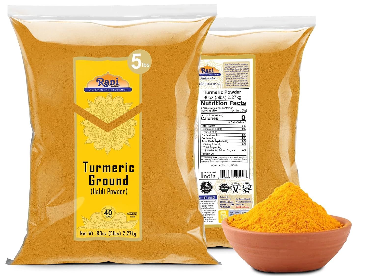 Rani Turmeric (Haldi) Root Whole Spice, Dried 7oz (200g) ~ All Natural | 100% Pure | Vegan | Gluten Friendly | NON-GMO | Kosher | Indian Origin
