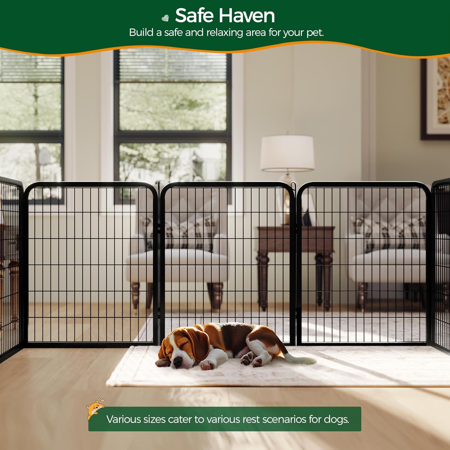 Yaheetech Dog Playpen 24in 16 Panels Pet Fence for Indoor Yard RV Camping | Easy Setup, Heavy Duty Rustproof Frame with Secure Latch Door, DIY Layouts,Foldable Storage, for Puppies & Small Dogs