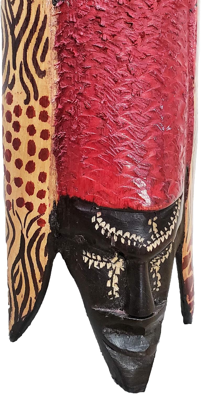 Stoneage Arts African Masks Wall Hanging Art Hand Carving Safari Décor Wall Head Sculpture Wild Animal And Tribal Features Faces Hanging Together
