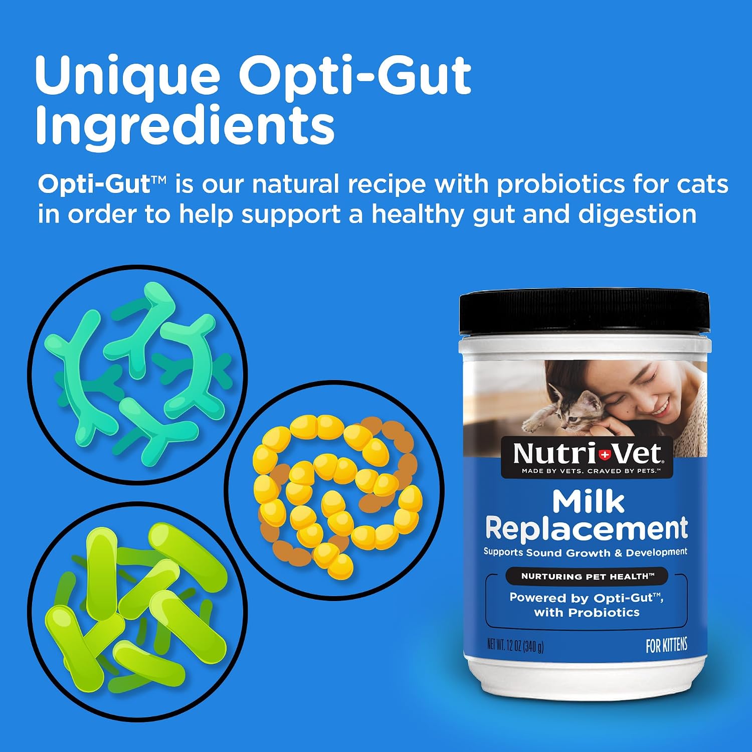 Nutri-Vet Kitten Milk Replacer, Milk Replacer for Kittens, 12oz | Kitten Formula, Powdered Milk, Nursing Support, Cat Care, Whelping Supplies
