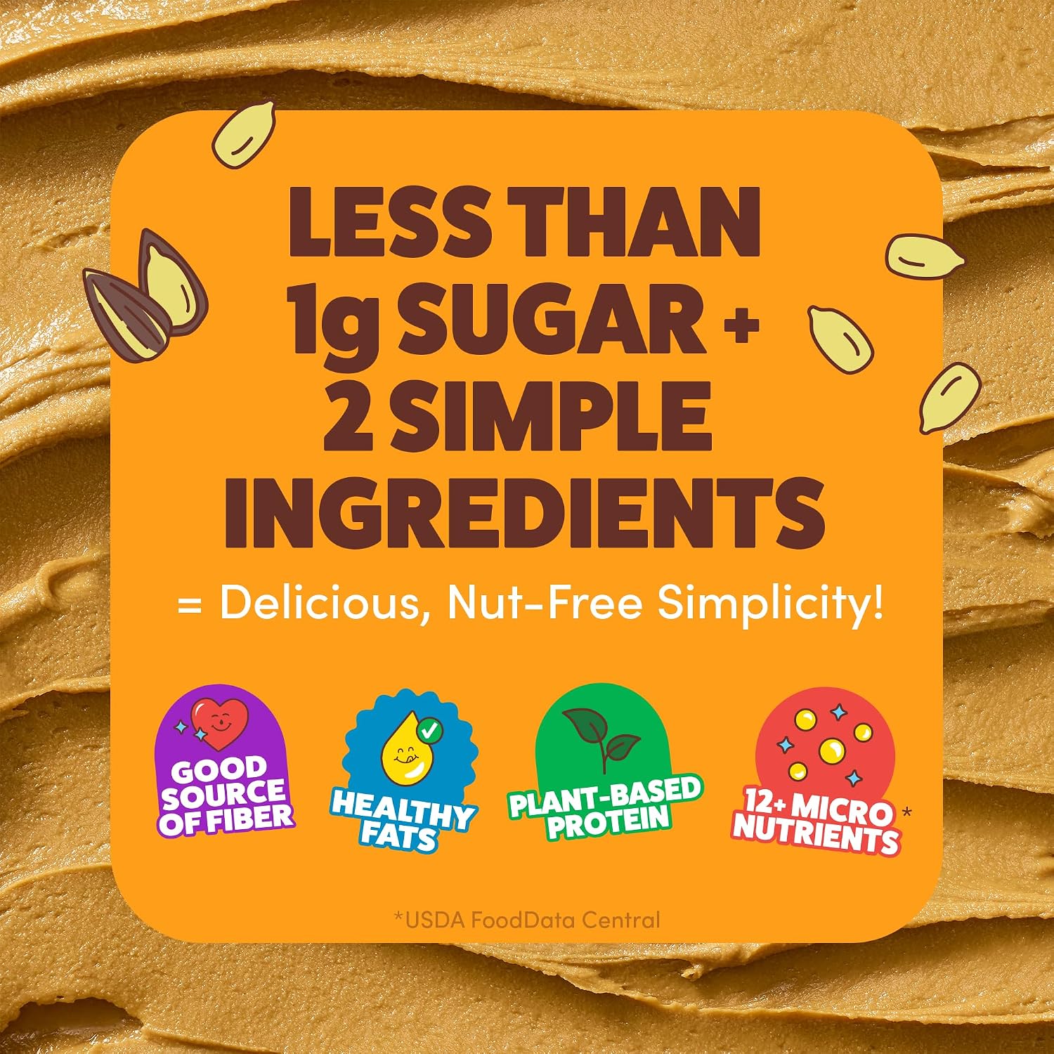 SunButter Original Sunflower Seed Butter, 16 oz Nut-Free Spread with 7g Plant-Based Protein, Roasted Rich & Savory Flavor, Smooth Texture | Vegan, Kosher & Non-GMO