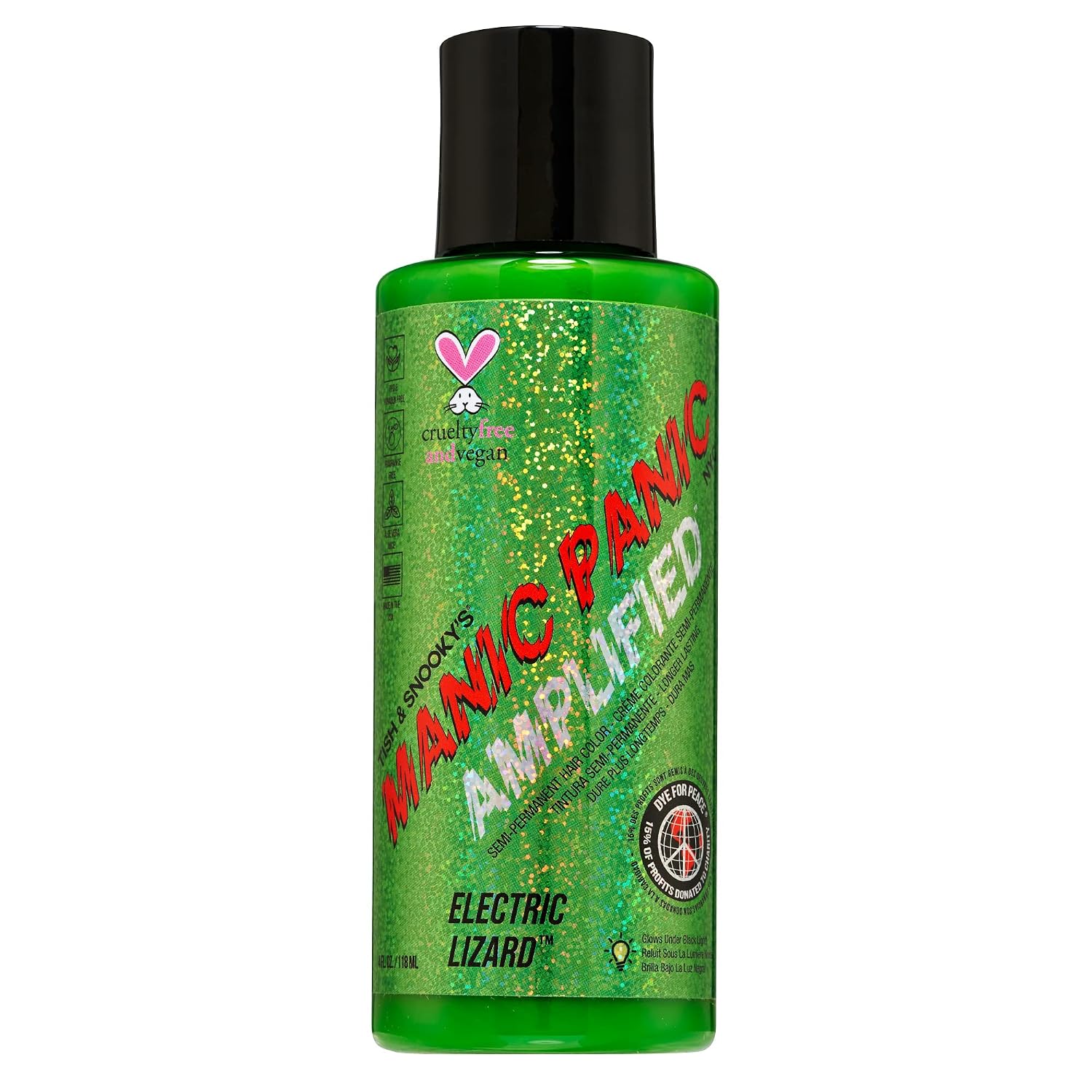 MANIC PANIC Cotton Candy Pink Hair Color - Amplified - Semi Permanent Hair Dye - Bright Pink Cool Toned Color - Glows in Blacklight - Vegan, PPD & Ammonia-Free - For Coloring Hair on Women & Men