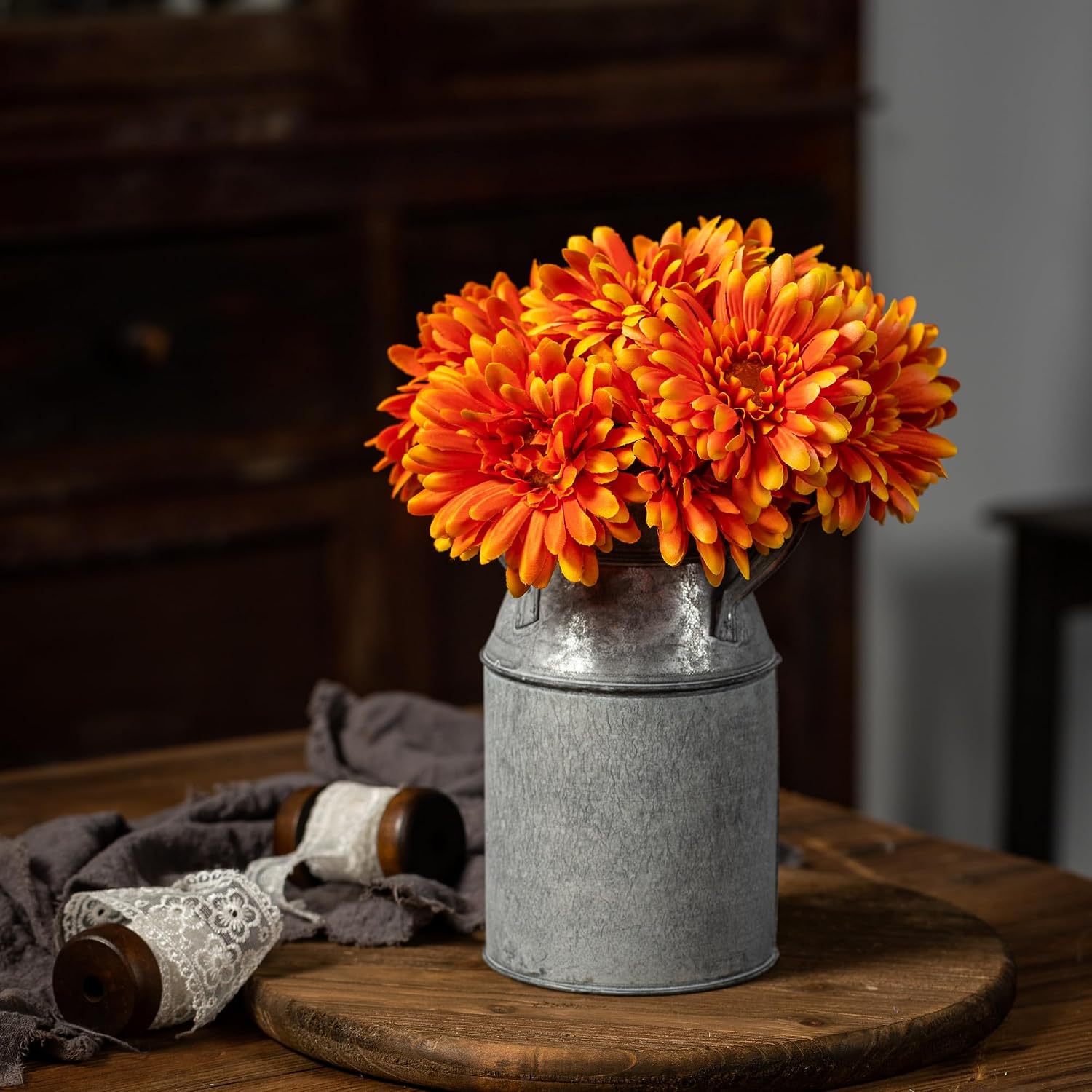 TOPIA Artificial African Daisies Flowers African Daisy Silk Flowers Artificial Gerbera Daisies Pack of 10 (Yellow)