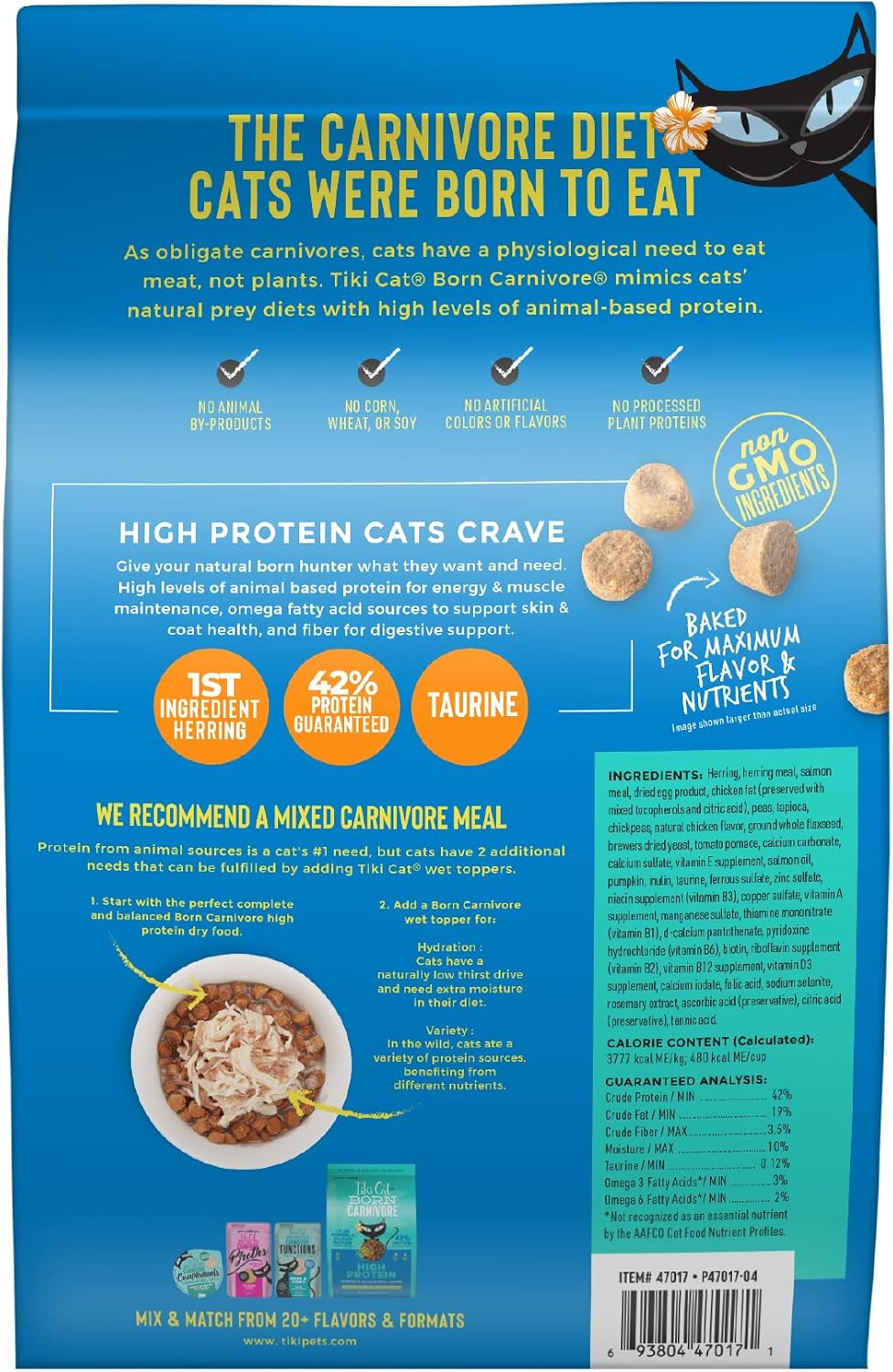 Tiki Cat Born Carnivore Dry Cat Food, Deboned Chicken & Egg, 2.8 lbs. Bag