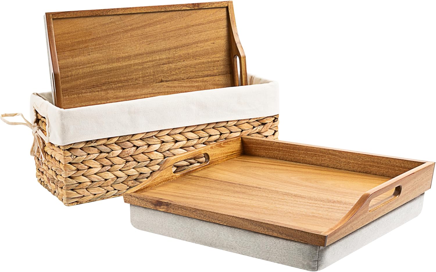 ROSSIE HOME Wood Lap Tray – Natural Acacia, Fits 15.6” Laptops