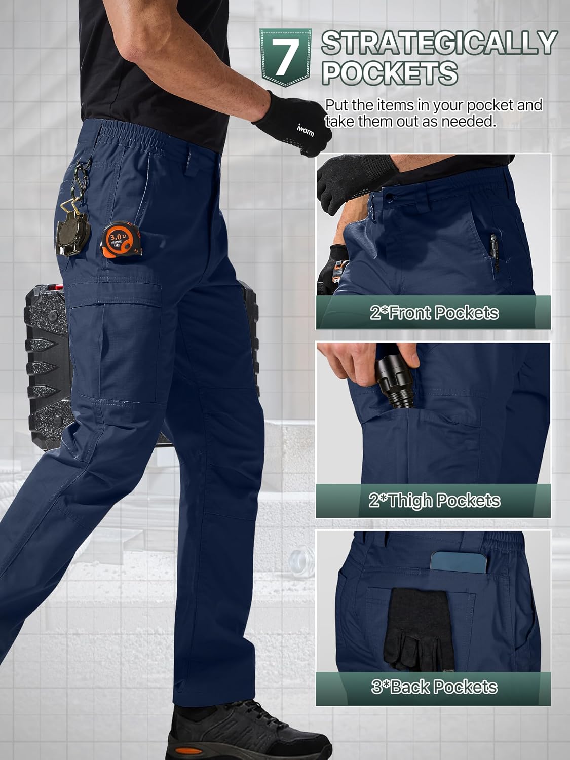 FREE SOLDIER Mens Cargo Work Tactical Pants Ripstop