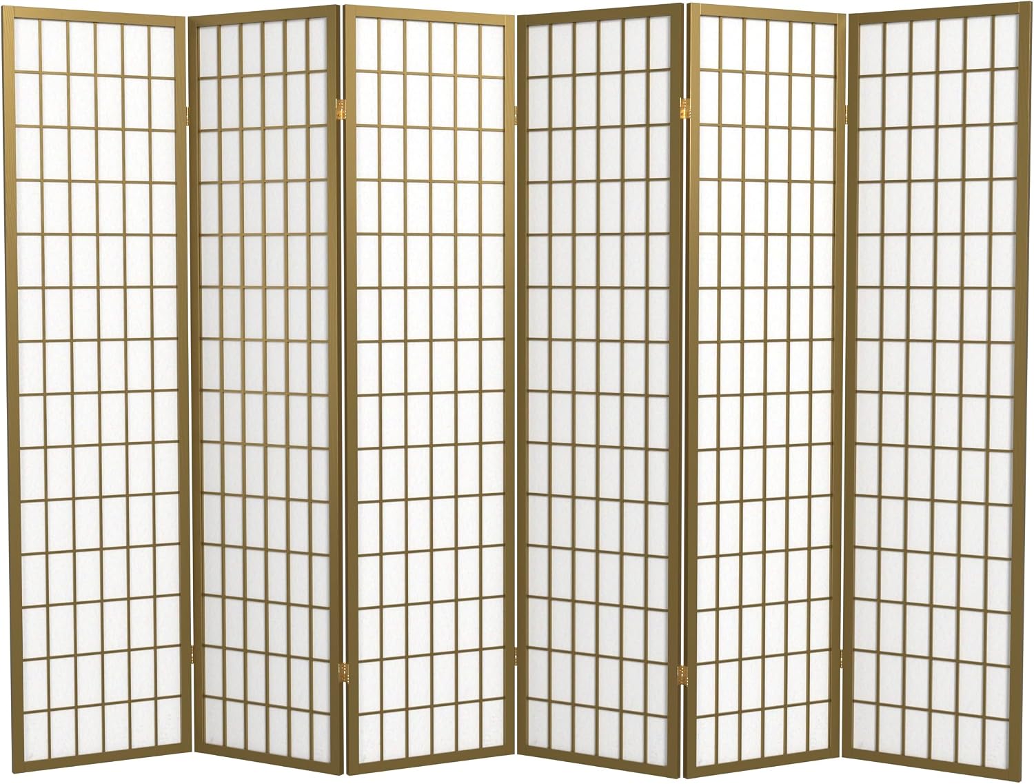 Red Lantern 6 ft. Tall Window Pane Shoji Screen - Walnut - 5 Panels