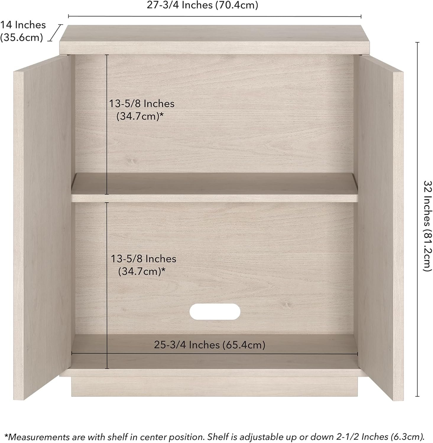 Henn&Hart 28" Fluted Accent Cabinet, Sideboard Buffet, Beech White | Ribbed doors and clean lines create modern charm, with hidden storage