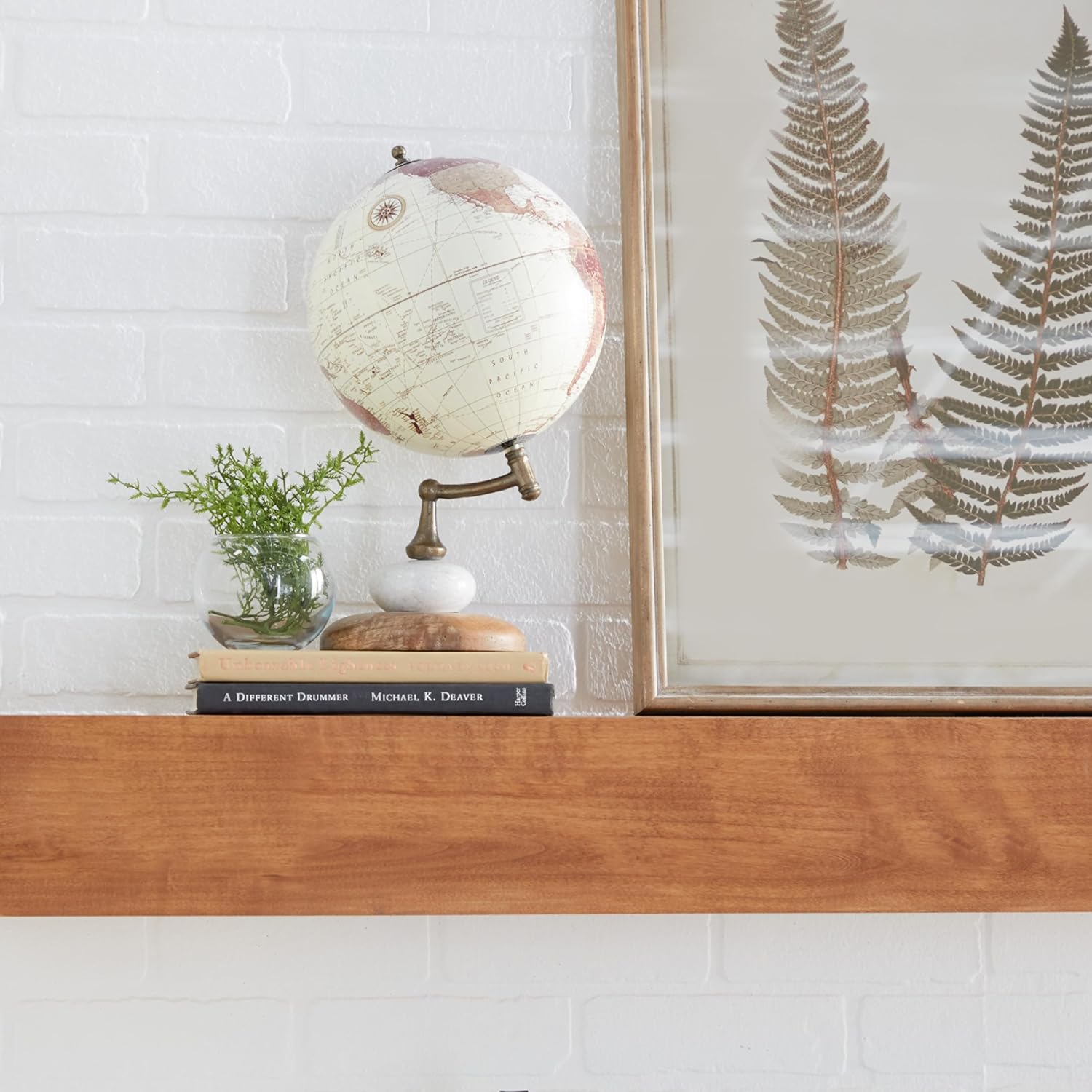 Deco 79 Contemporary Mango Wood Globe Globe, 8" x 8" x 14", Cream