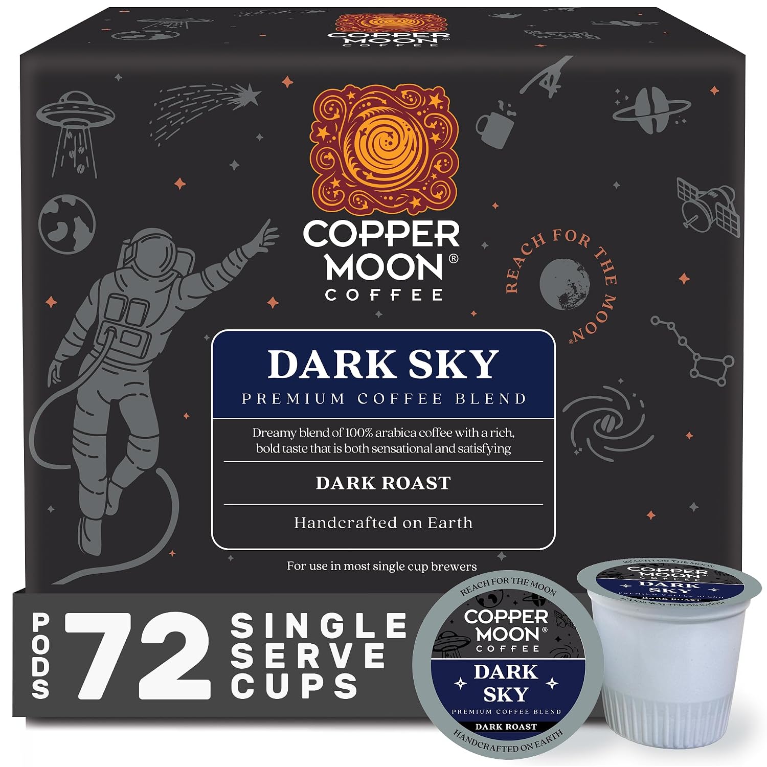 Copper Moon K-Cup Coffee Pods, Medium Roast, Costa Rican Blend, 80 Count | Single Serve, Vegan, Allergen Free, Non-GMO, Kosher, Small Batch Roasted, Vegetarian, Compatible with Keurig K Cup Brewers