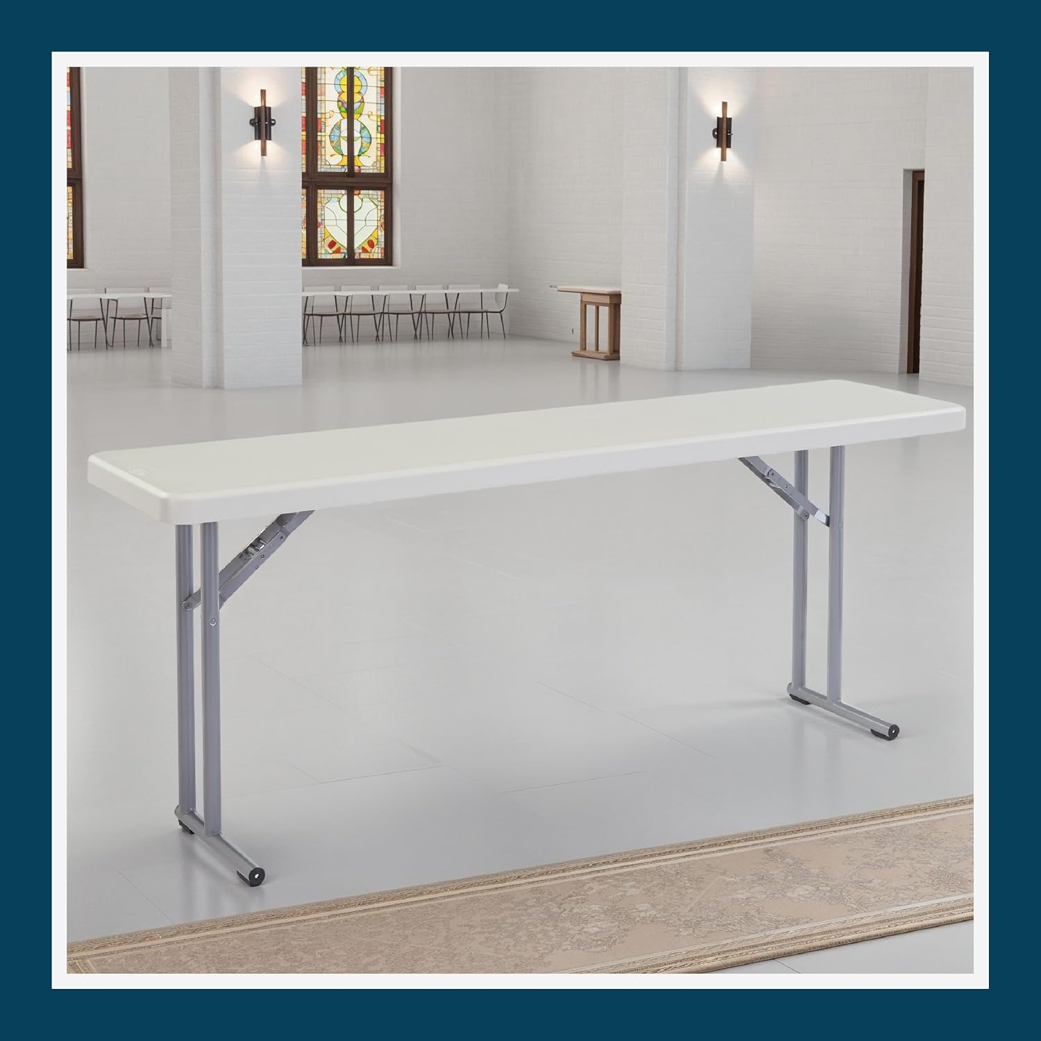 OEF Furnishings OEFBT-SEM1860 Commercial-Grade Premium Industrial Seminar Folding Table with Thick Blow-Molded Top and 16-Gauge Cantilever Steel