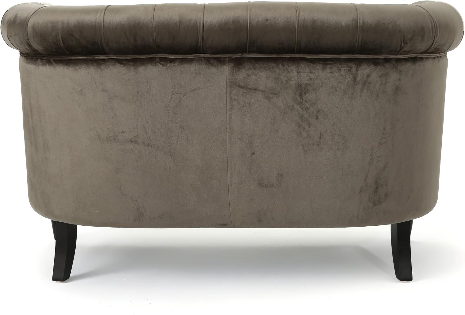 Christopher Knight Home Milani Tufted Scroll Arm Velvet Loveseat, Grey / Dark Brown