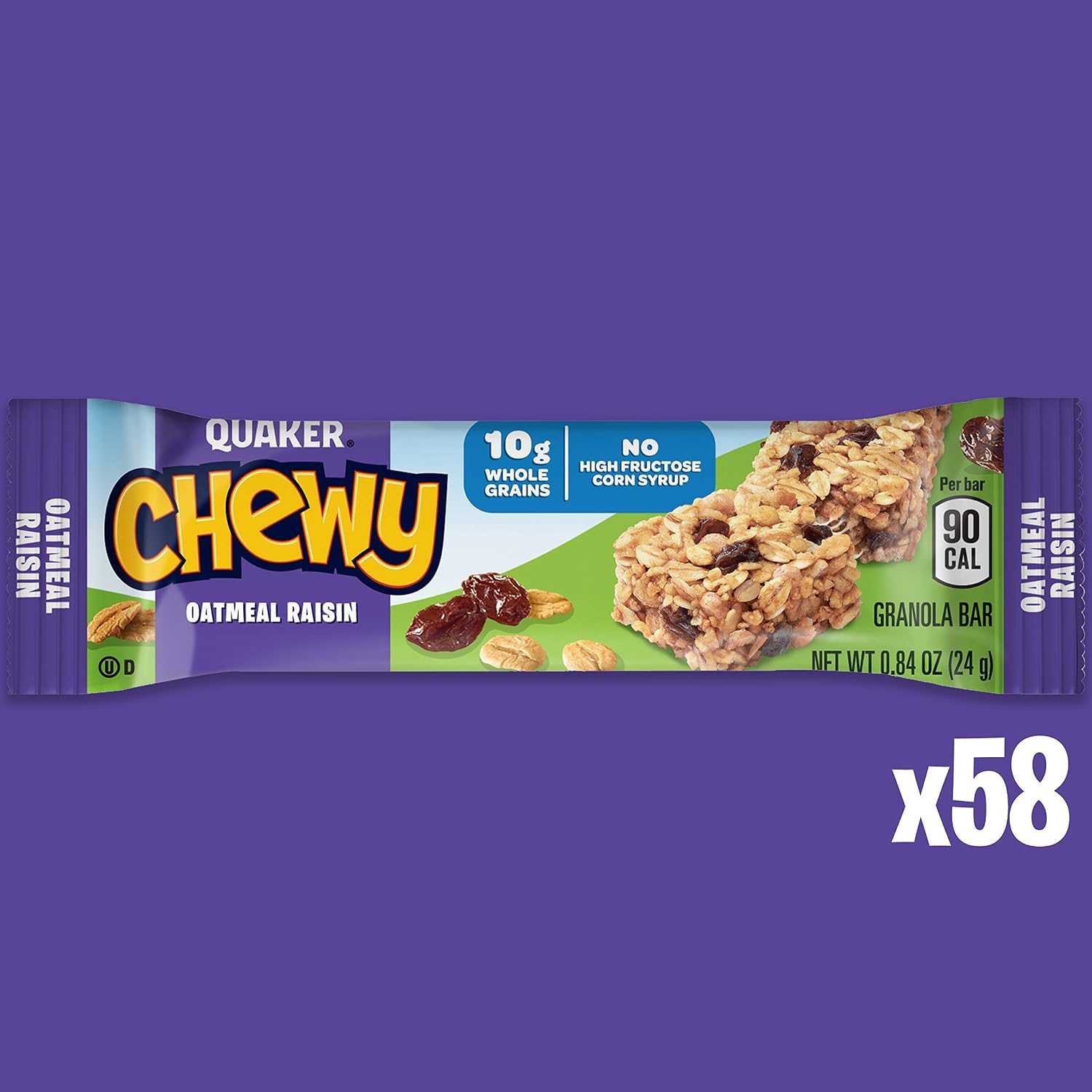 Quaker Chewy Granola Bars, Chocolate Chip, 58 Count - Packaging May Vary