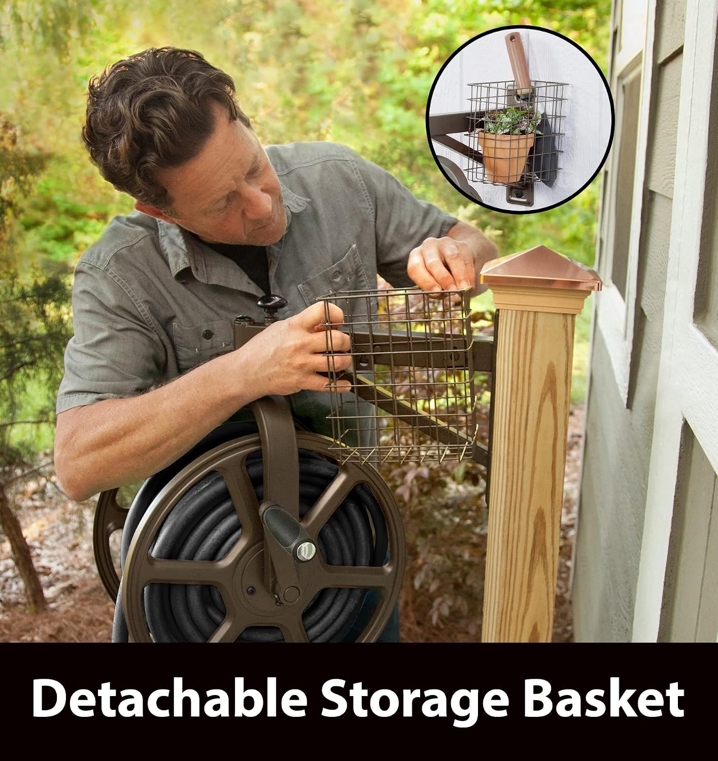 Liberty Garden 710 Navigator Rotating Garden Hose Reel, Holds 125-Feet of 5/8-Inch Hose - Bronze