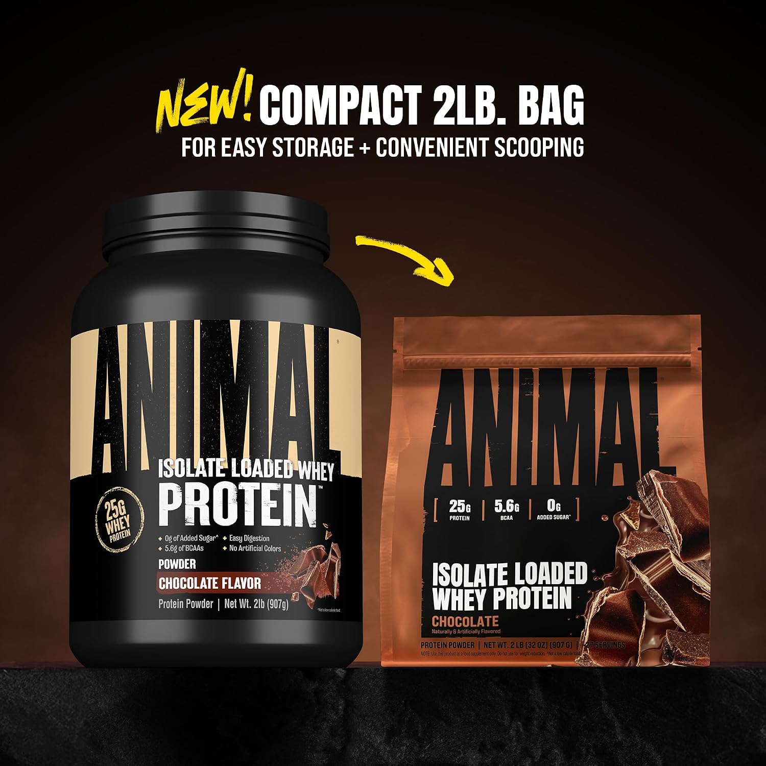 Animal Whey Isolate Protein Powder - Loaded for Pre & Post Workout Muscle Builder and Recovery with Digestive Enzymes for Men & Women - 25g Protein, Great Taste, Low Sugar - Chocolate 2 lbs