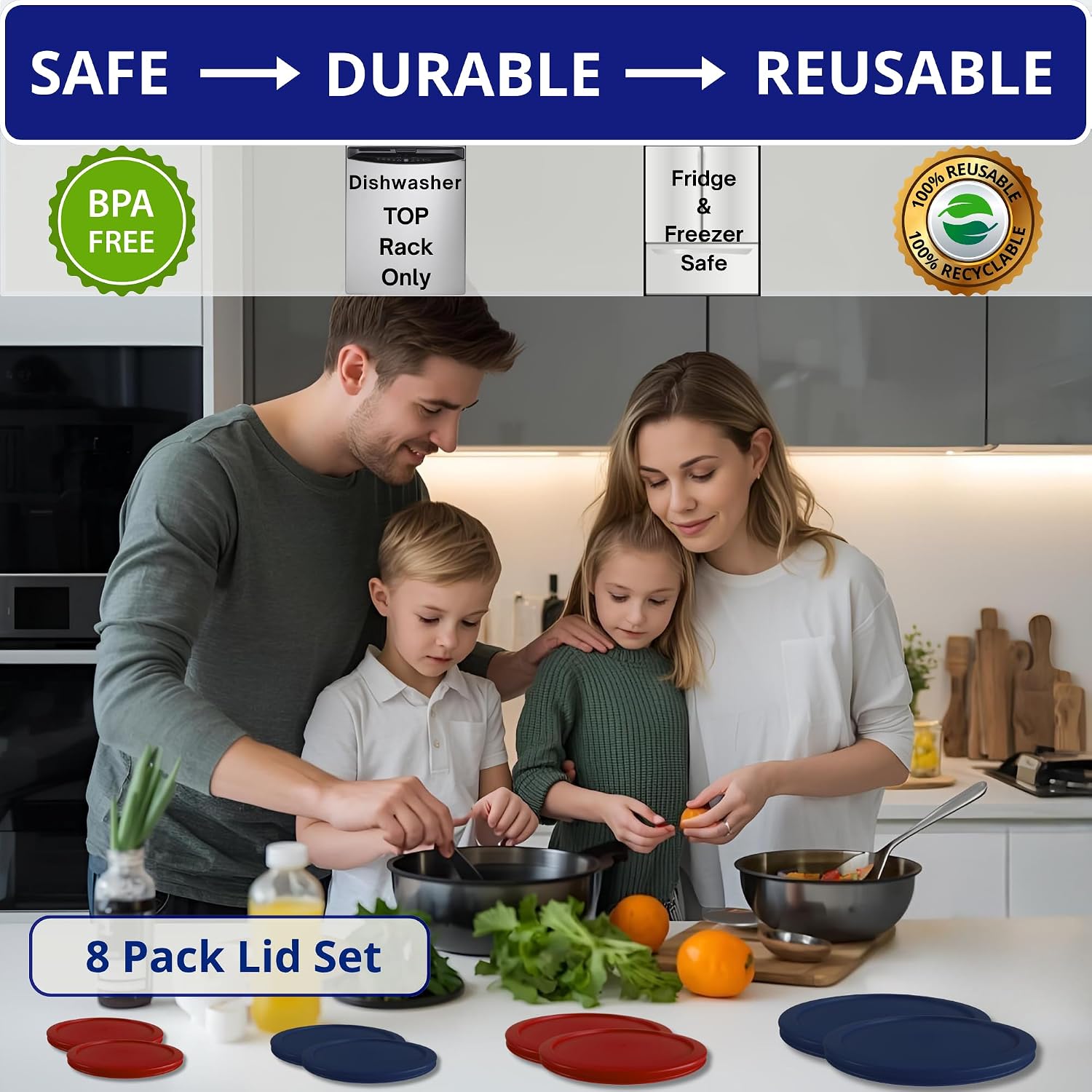 1, 2, 4 & 7 Cup Green, Orange, Blue, Red Replacement Lids/Covers for Pyrex