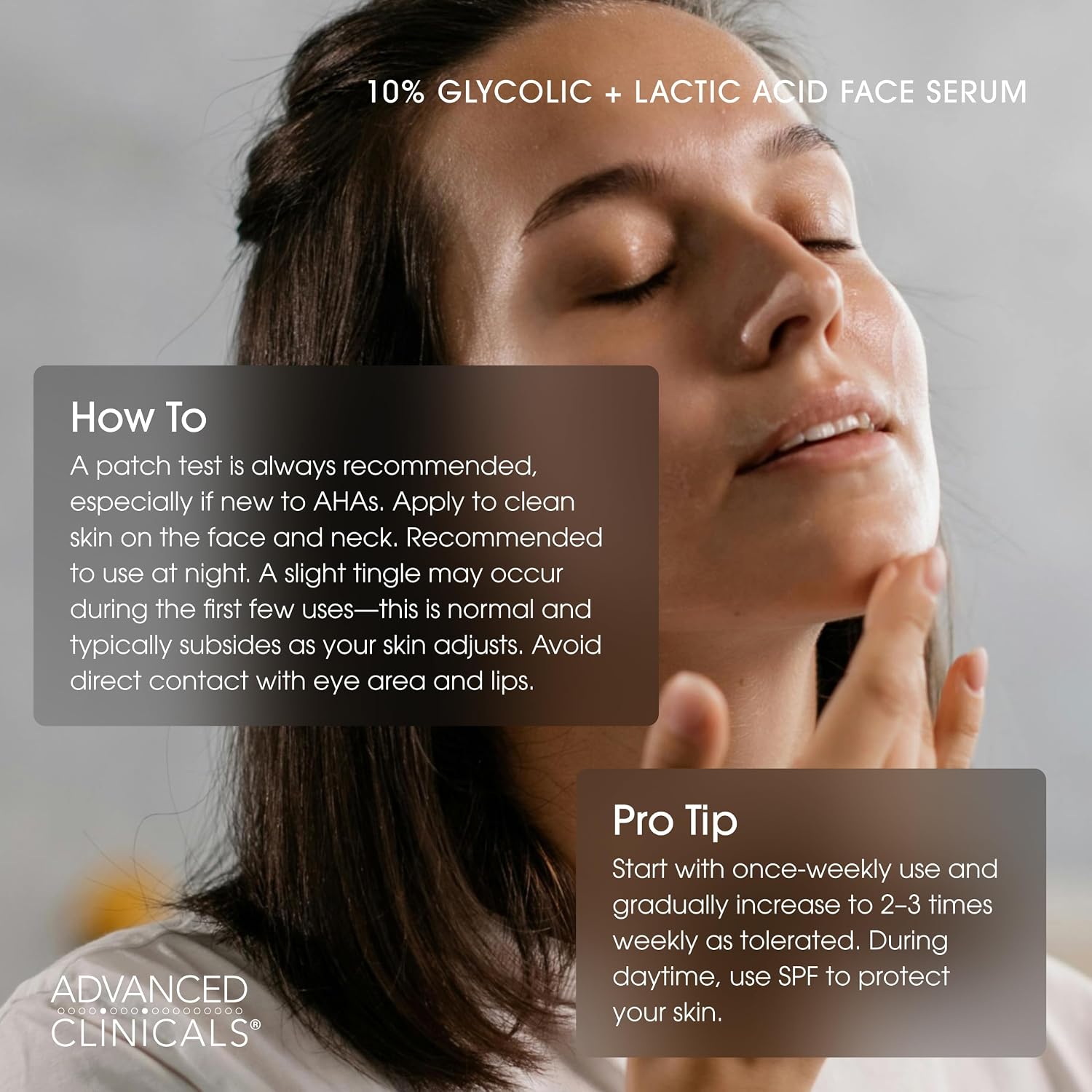 Advanced Clinicals Brightening Vitamin C Serum For Face With Glycolic Acid + Lactic Acid | Vitamin C Eye Serum Face Moisturizer For Improving Look Of Dark Spots & Uneven Complexion, 1.75 Fl Oz